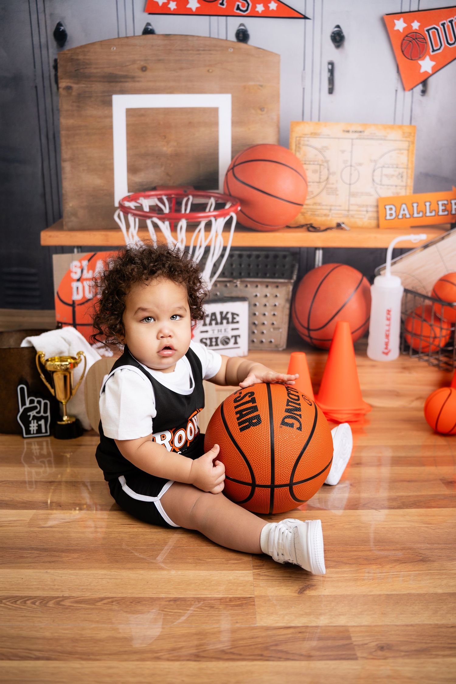 Metro Detroit children photographer photographing child Basketball themed