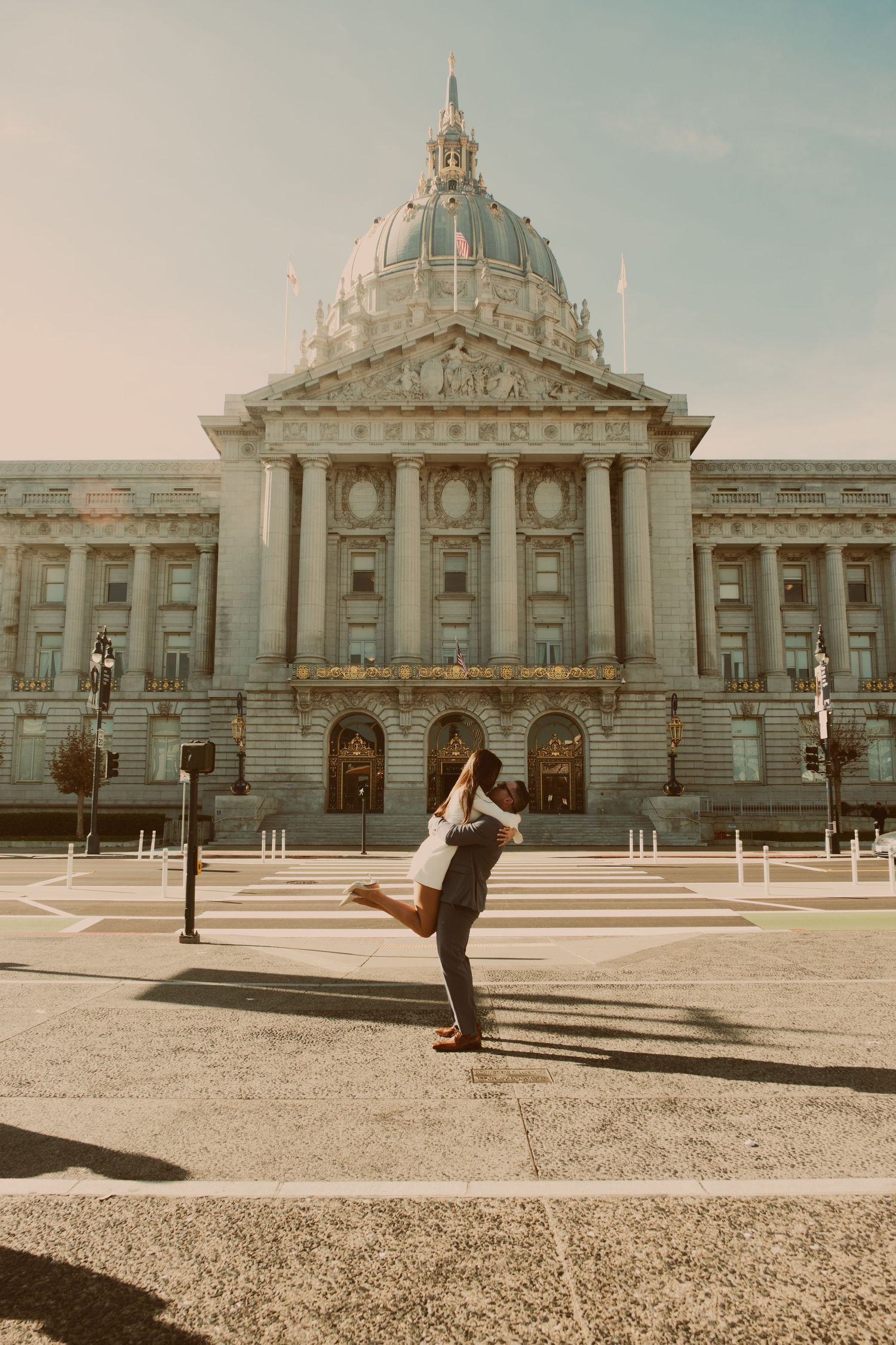 Architectural view of San Francisco City Hall's majestic facade and dome.