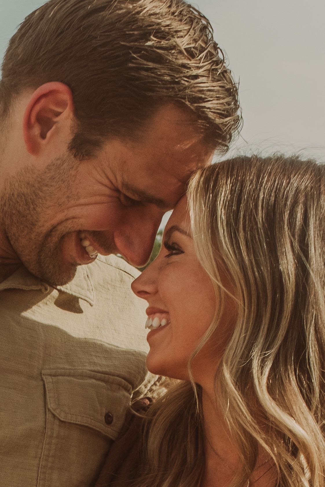 Close-up sequence of a romantic moment in warm, golden lighting.