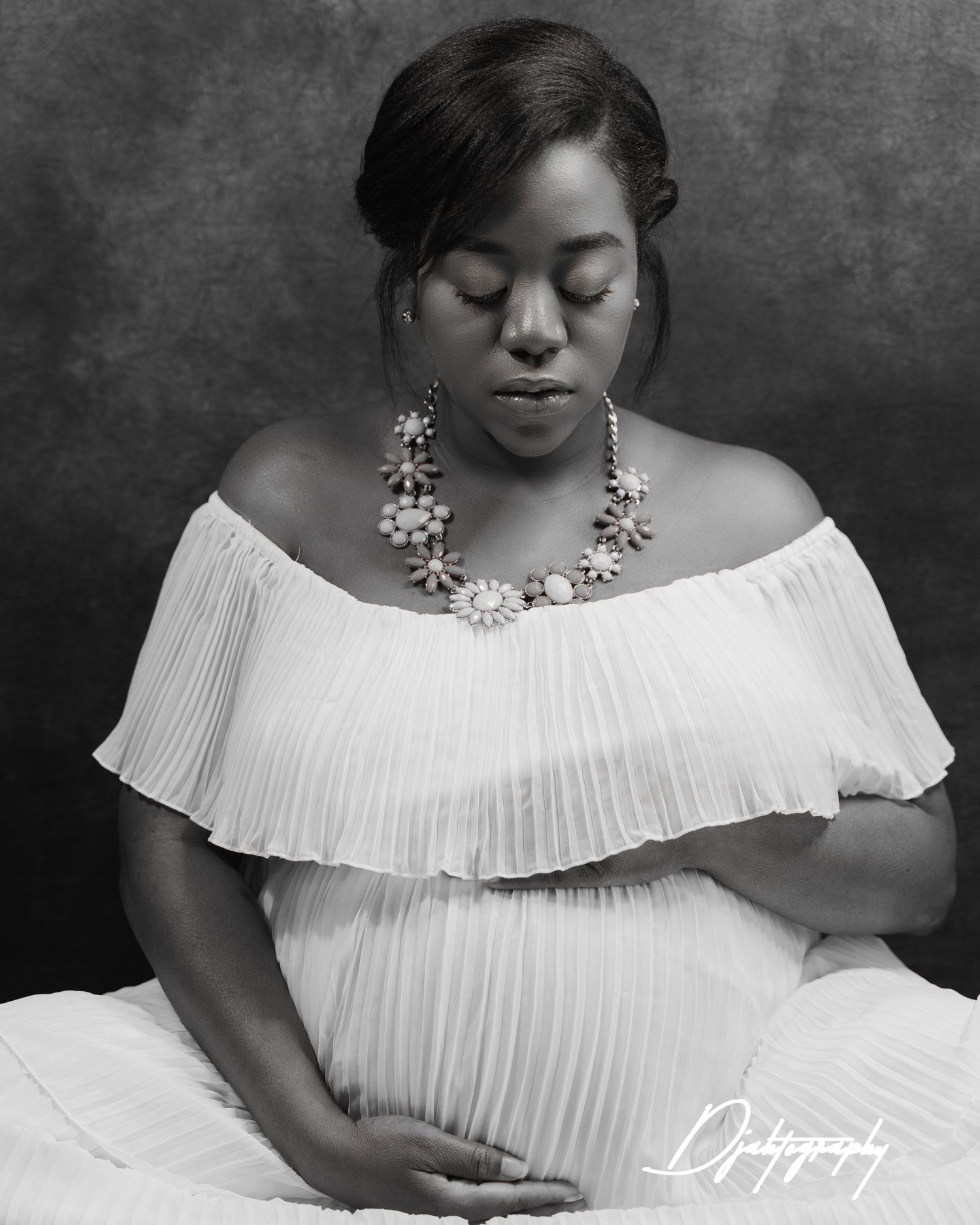 Black and white portrait photography South Florida elegant fine art headshot with soft lighting