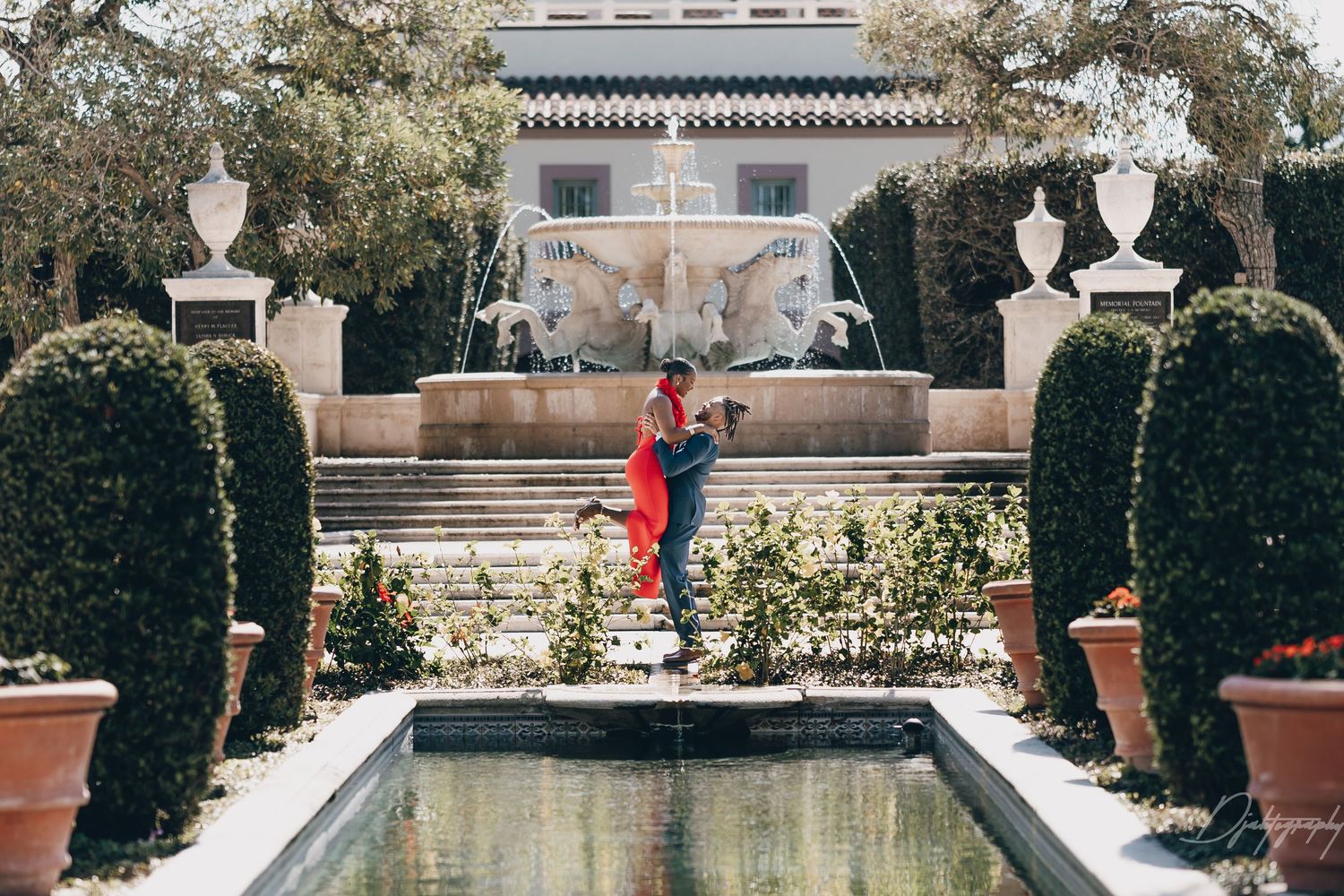 Engagement photography South Florida couple portrait at Luxury outdoor venue romantic modern style