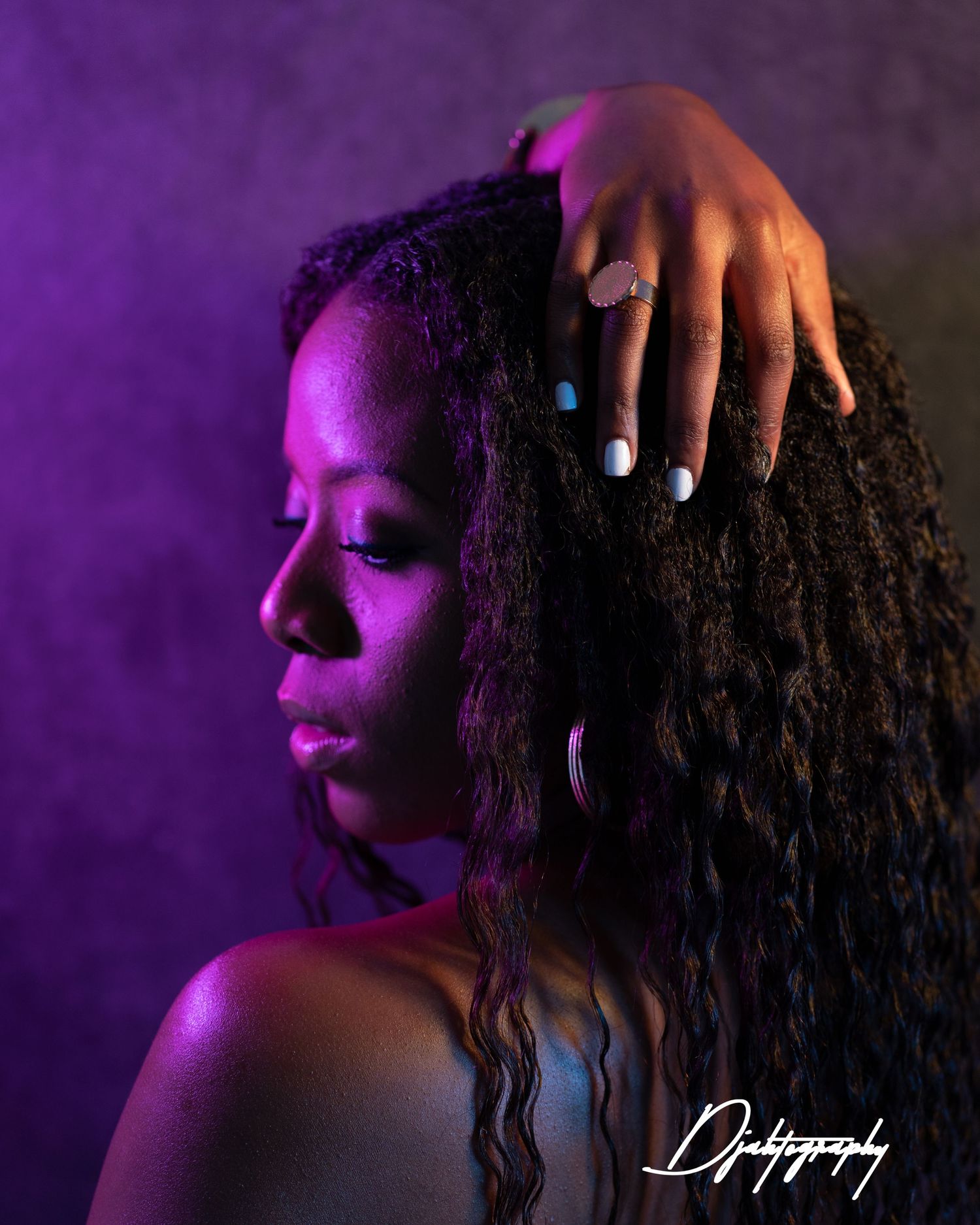 Creative studio portrait South Florida purple lighting modern artistic headshot photography