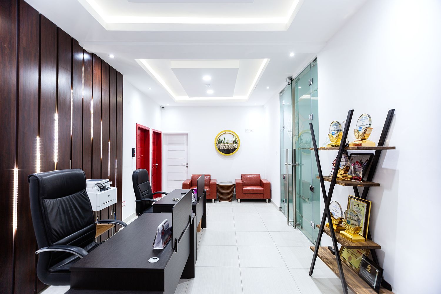 Clean architectural shot of commercial office interior