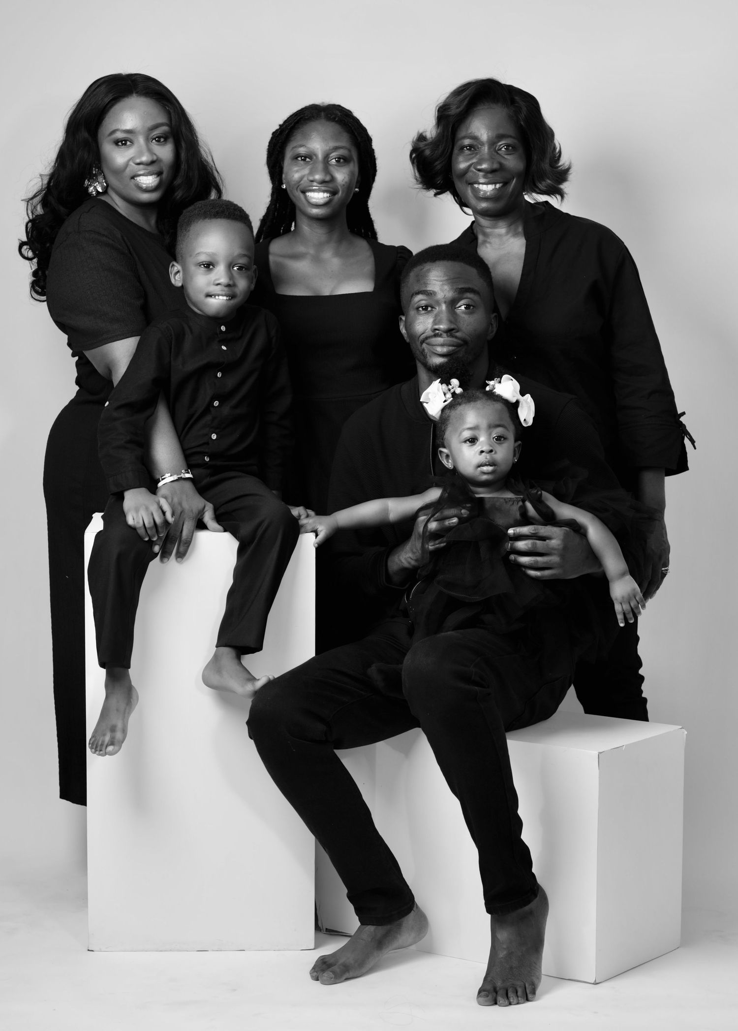 Family portrait in classic black and white