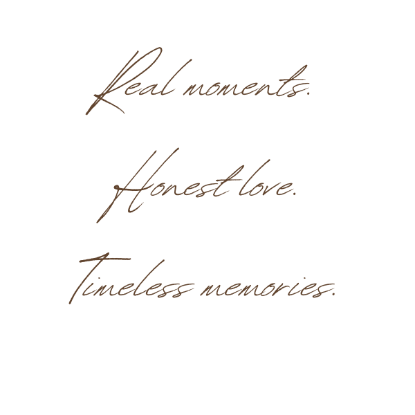 Handwritten text in black ink reads 'Real moments, timeless memories' on a white background.