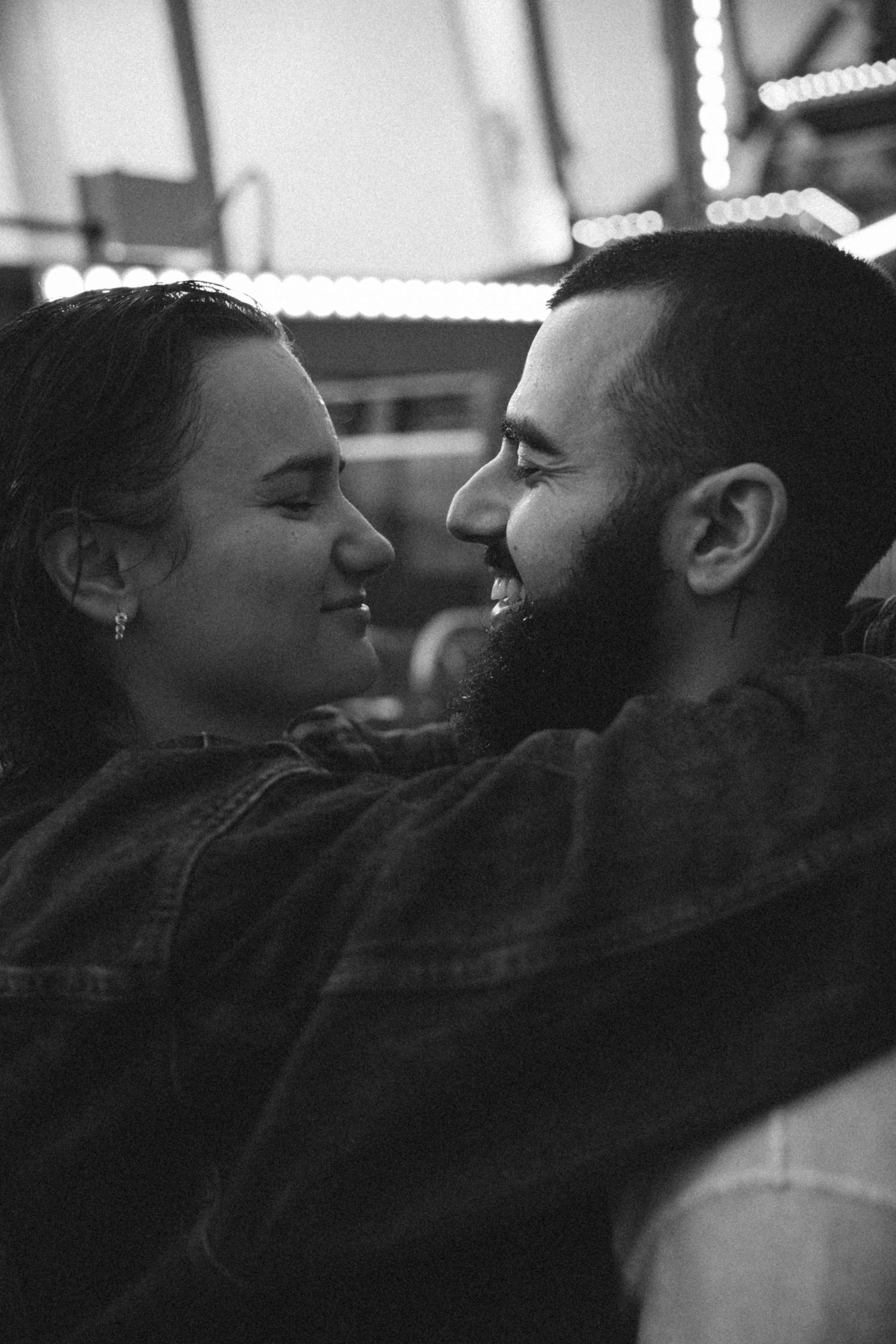 Close-up black and white sequence showing intimate moments between two people.