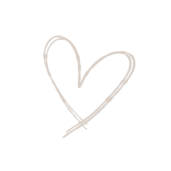Hand drawn heart shapes in light beige color arranged in a decorative pattern on white background.