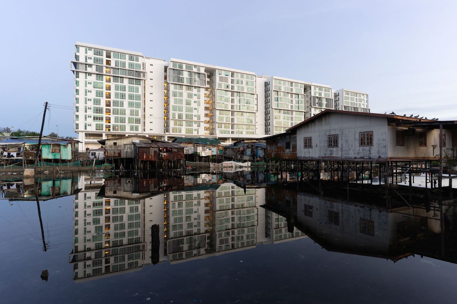 future development needs will eventually transform the entire landscape of this stilt village. Kampung Sembulan, Kota Kinabalu,Malaysia