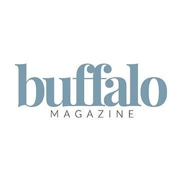Blue text logo for Buffalo Magazine against a white background.
