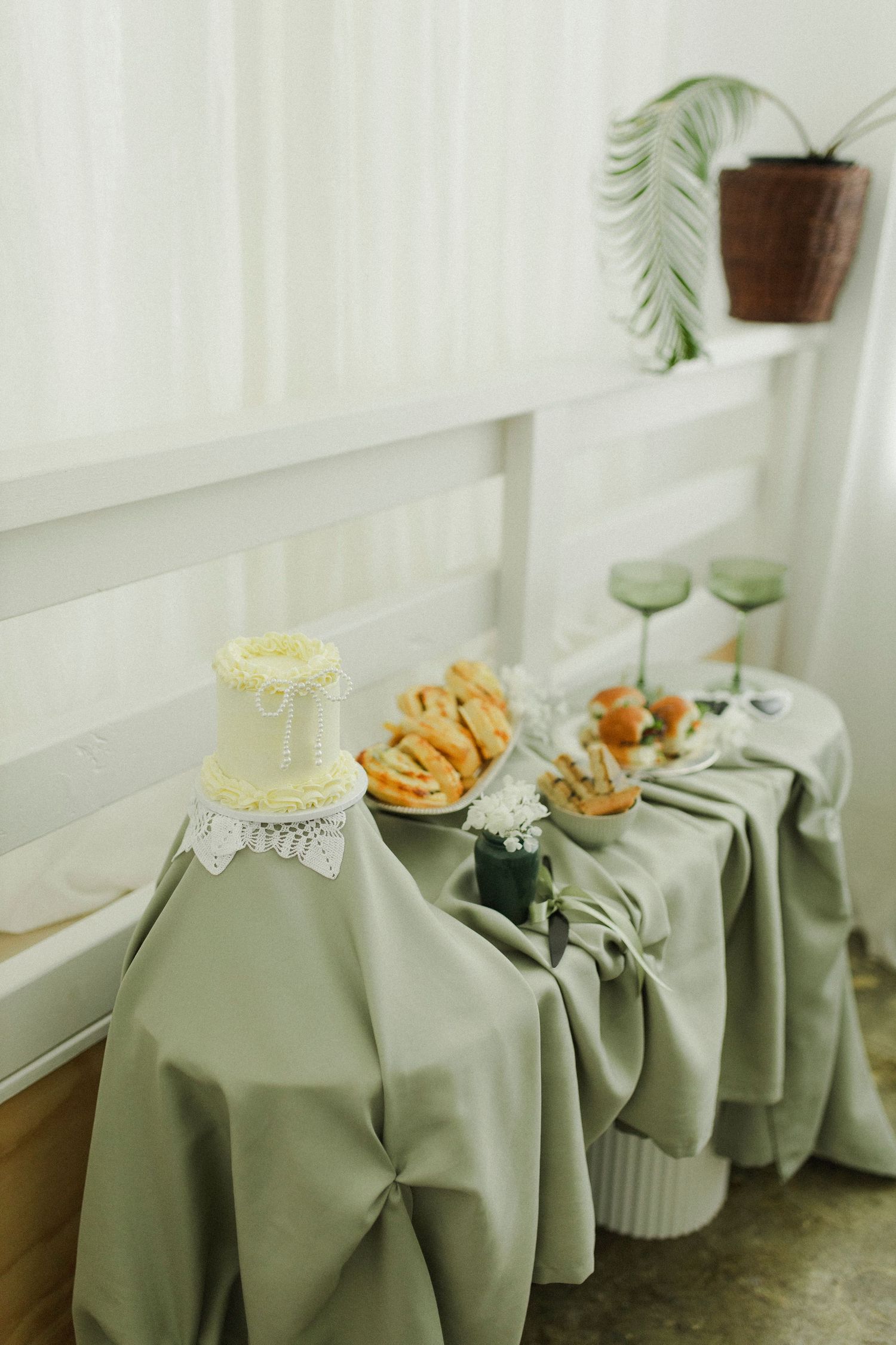 food and cake table for elopement package hamilton nz