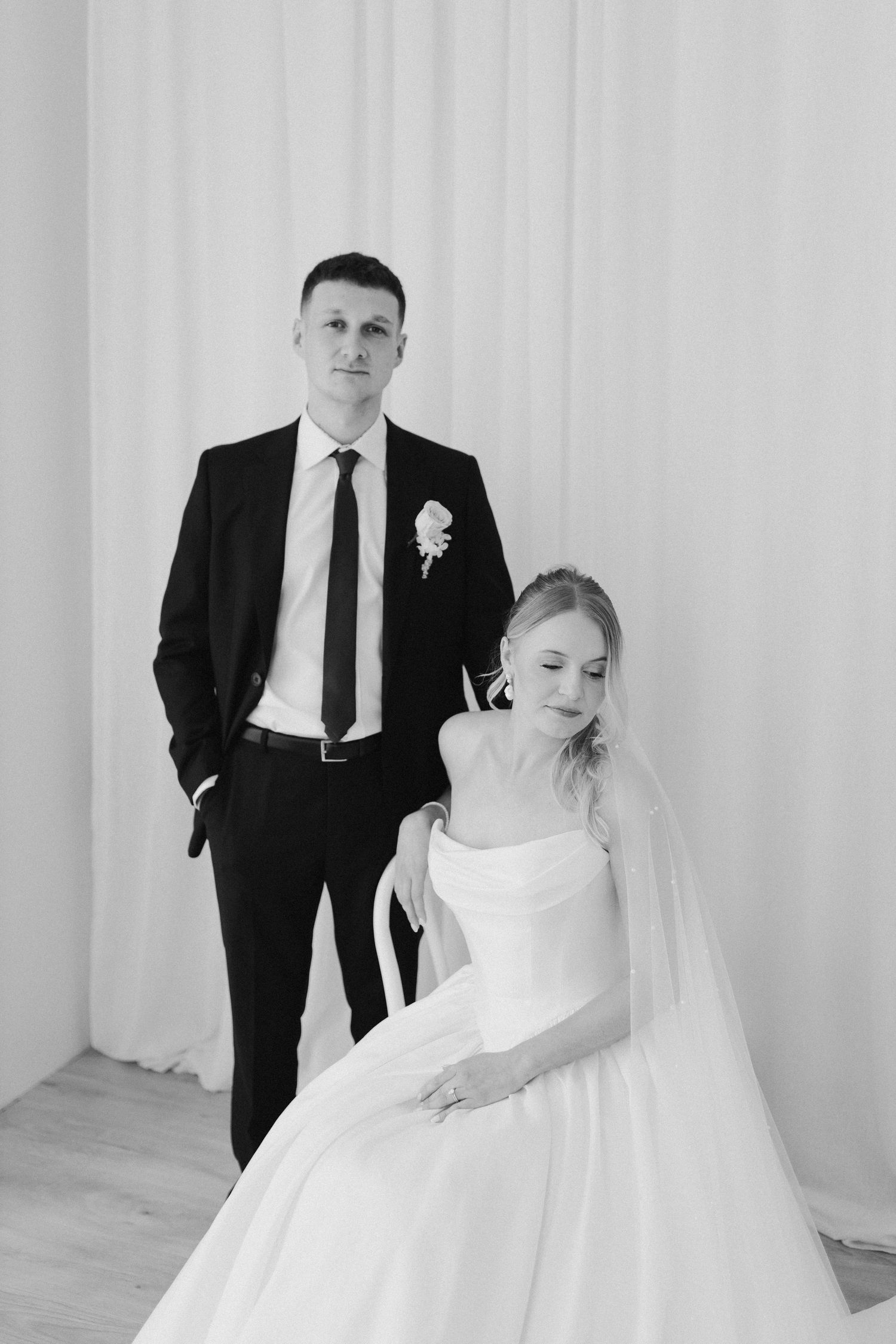 Bride and groom posing for photos Hamilton micro wedding
