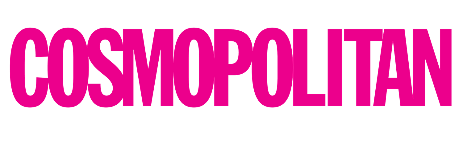 Bright pink Cosmopolitan magazine logo against white background.