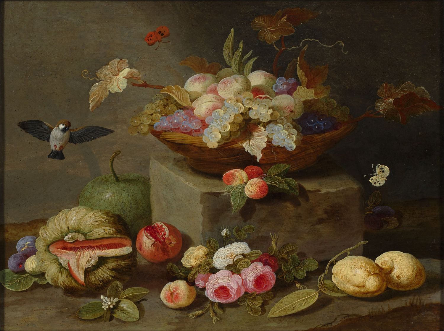 Reproduction photographique d’une nature morte aux fleurs et aux fruits — Chroma & Muséa