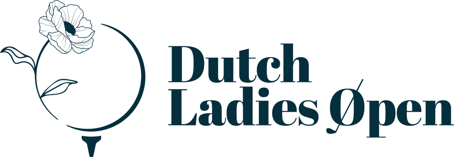 Dutch Ladies Open golf tournament logo with floral golf ball design in teal and white.