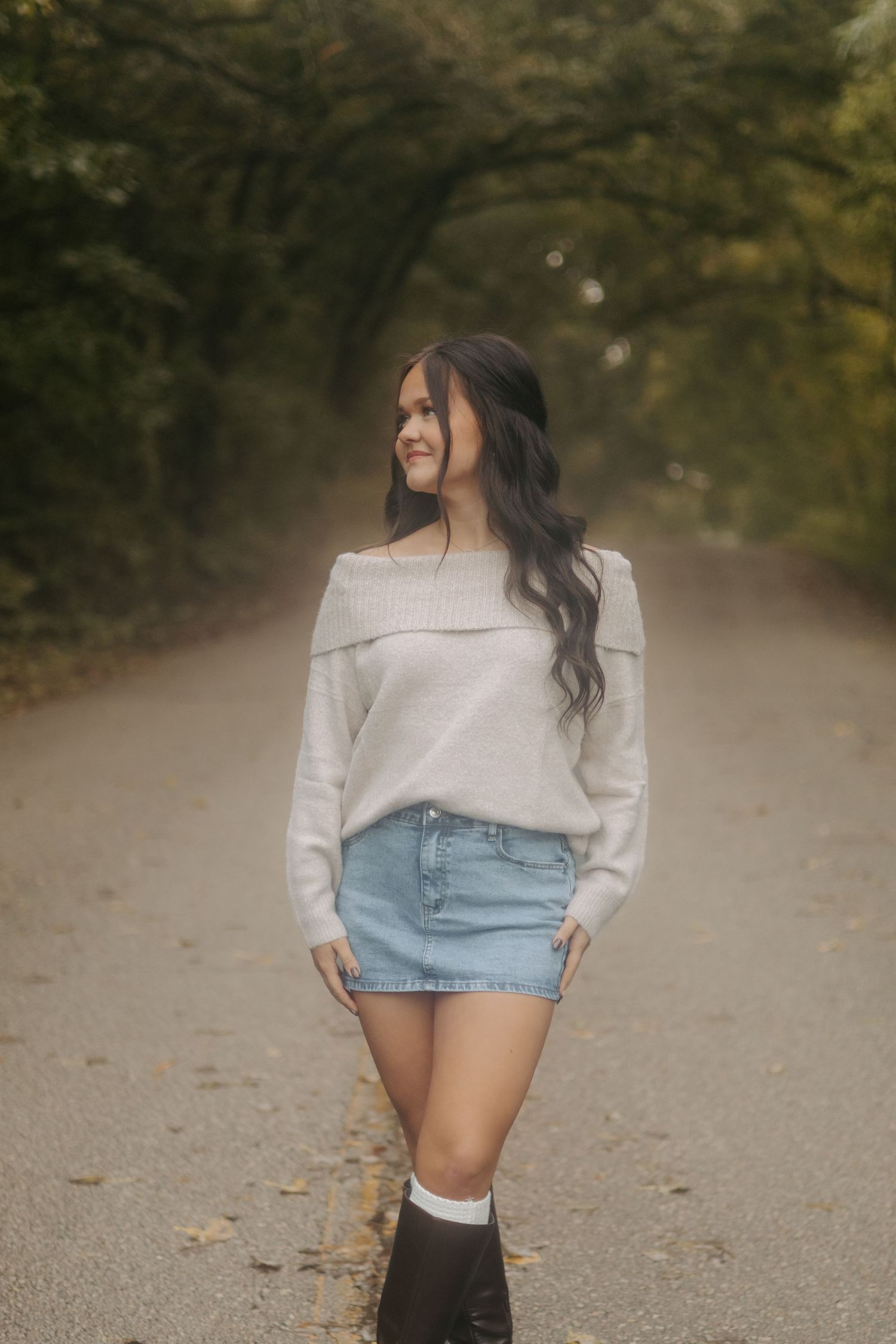 Outdoor individual portrait during a fall photography session in Manhattan, Kansas.