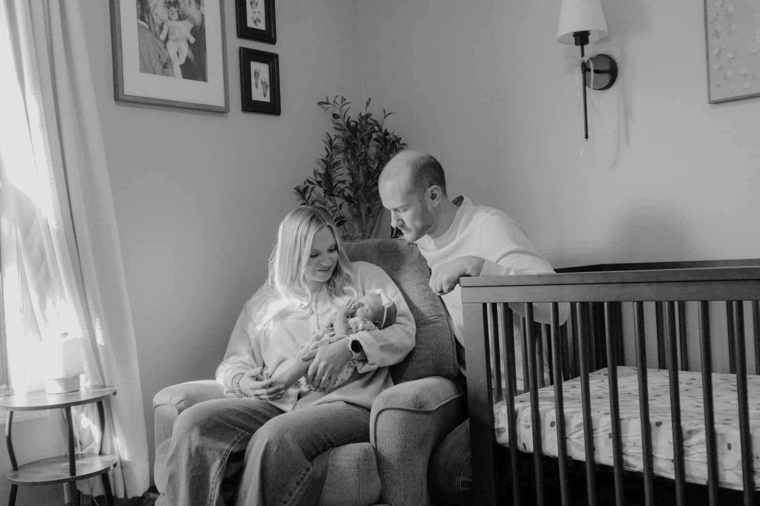 Newborn baby photographed during an in-home lifestyle newborn session.