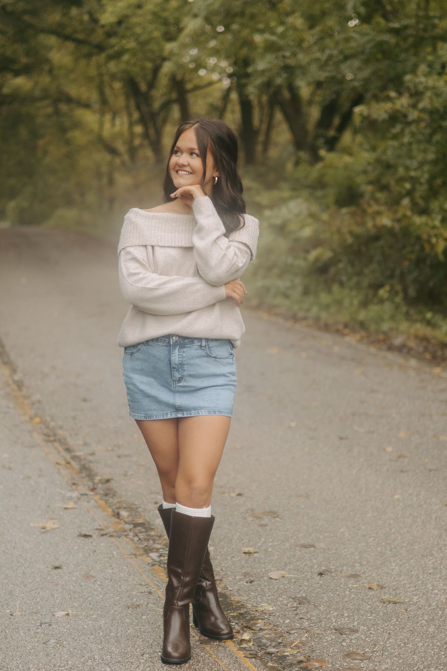 Outdoor individual portrait during a fall photography session in Manhattan, Kansas.