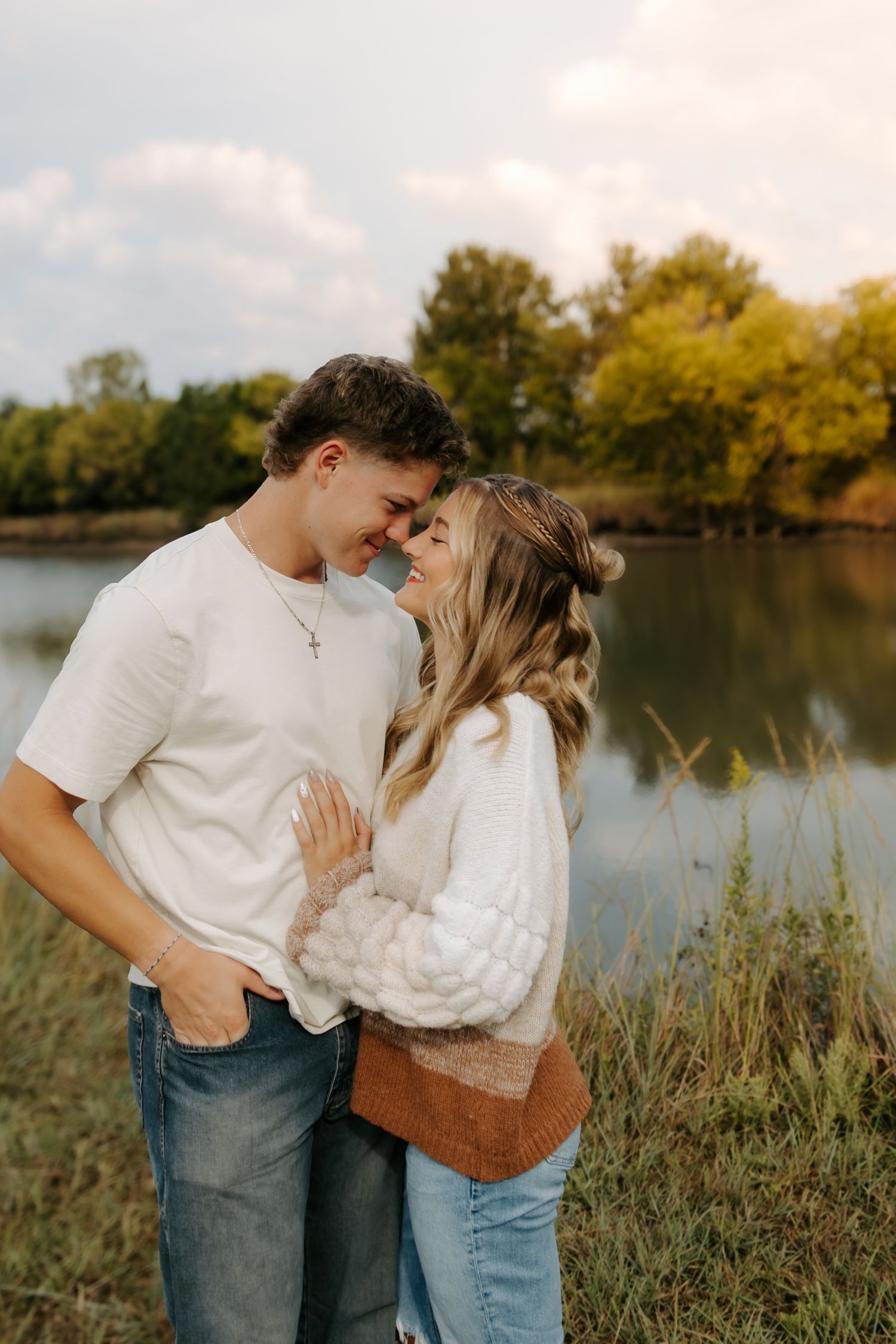 Couple posing together during a couples photography session.