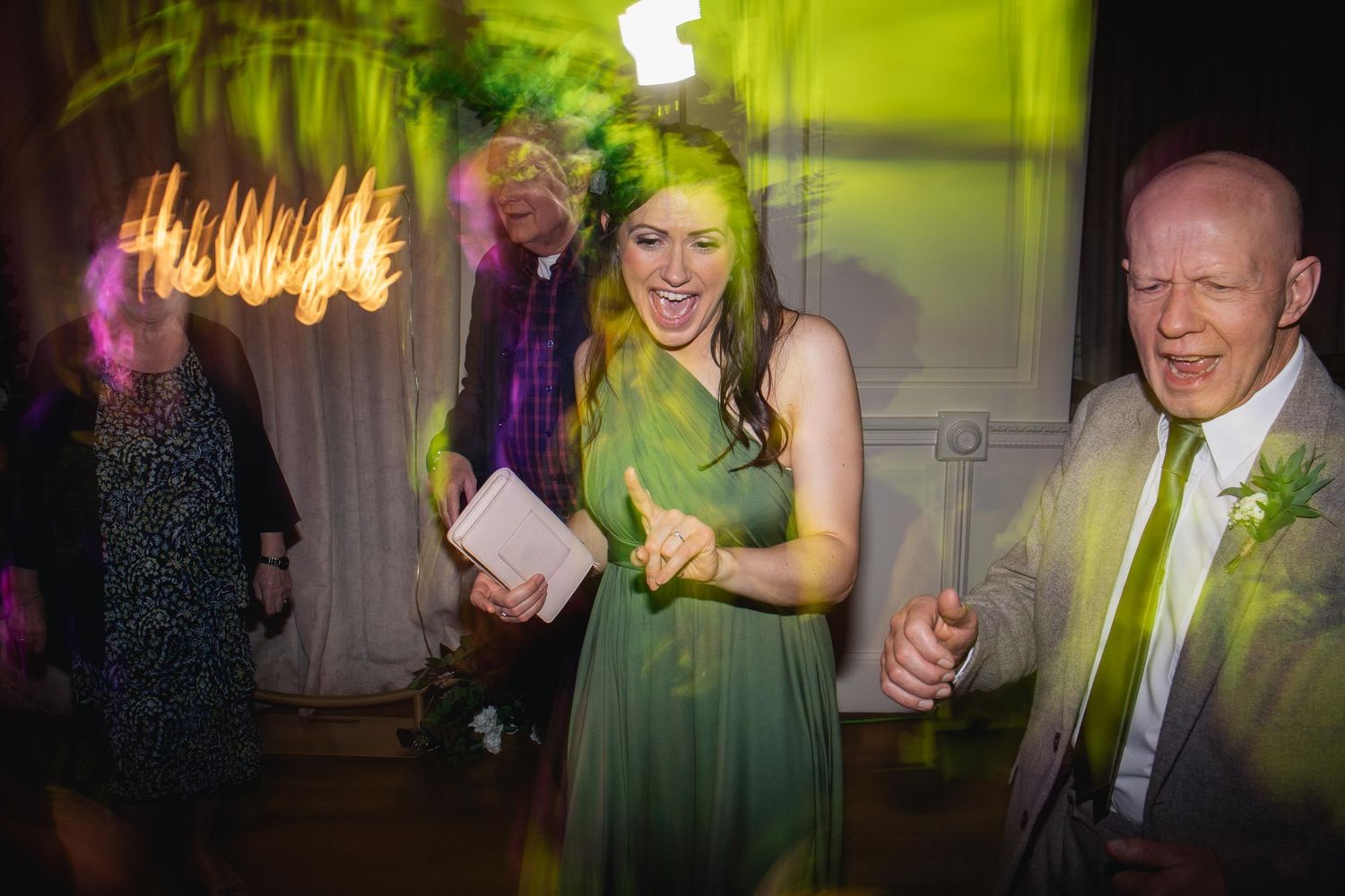 Wedding guests dancing at Mitton Hall, ribble valley