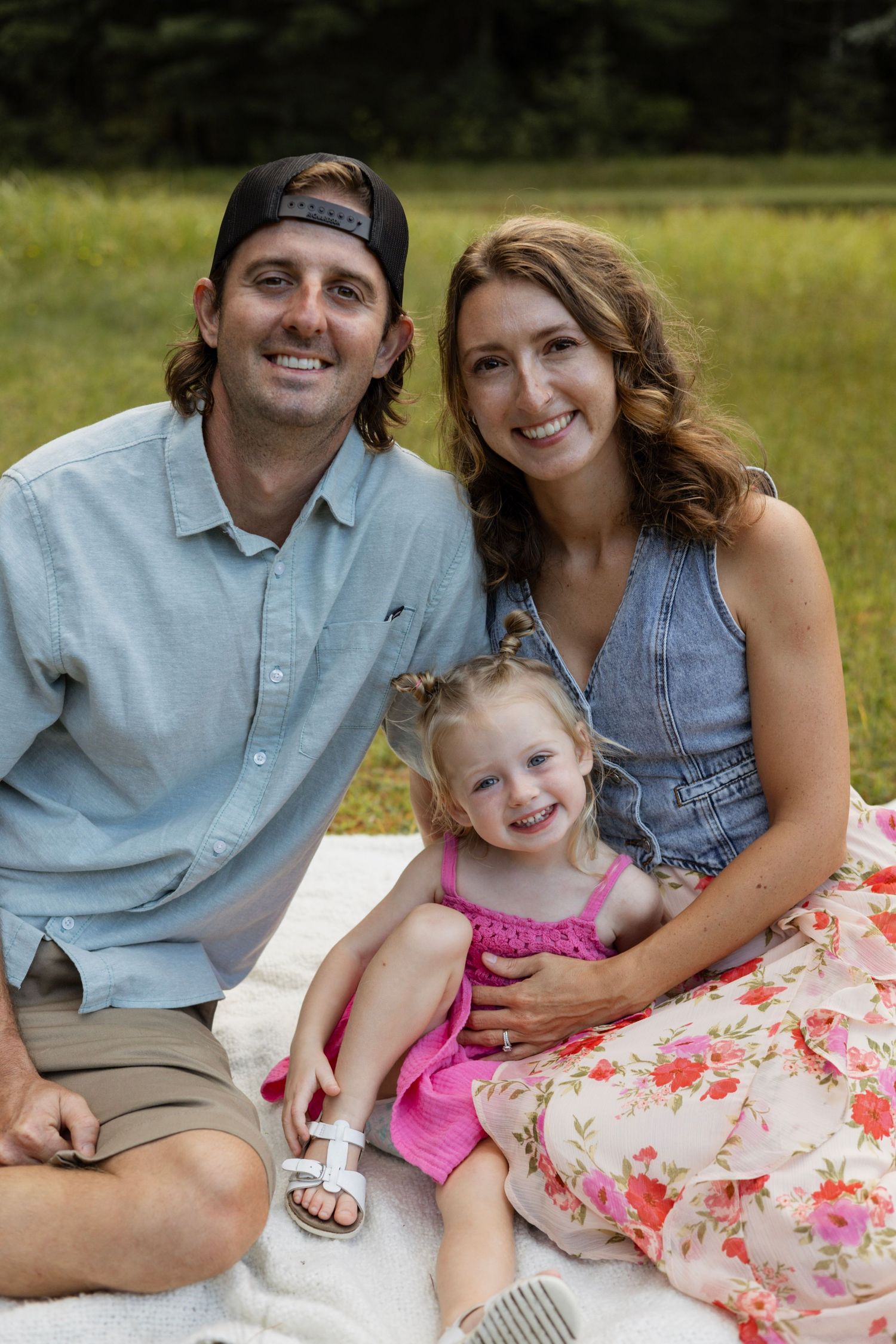 Family enjoying a golden hour photo session in Monson Massachusetts