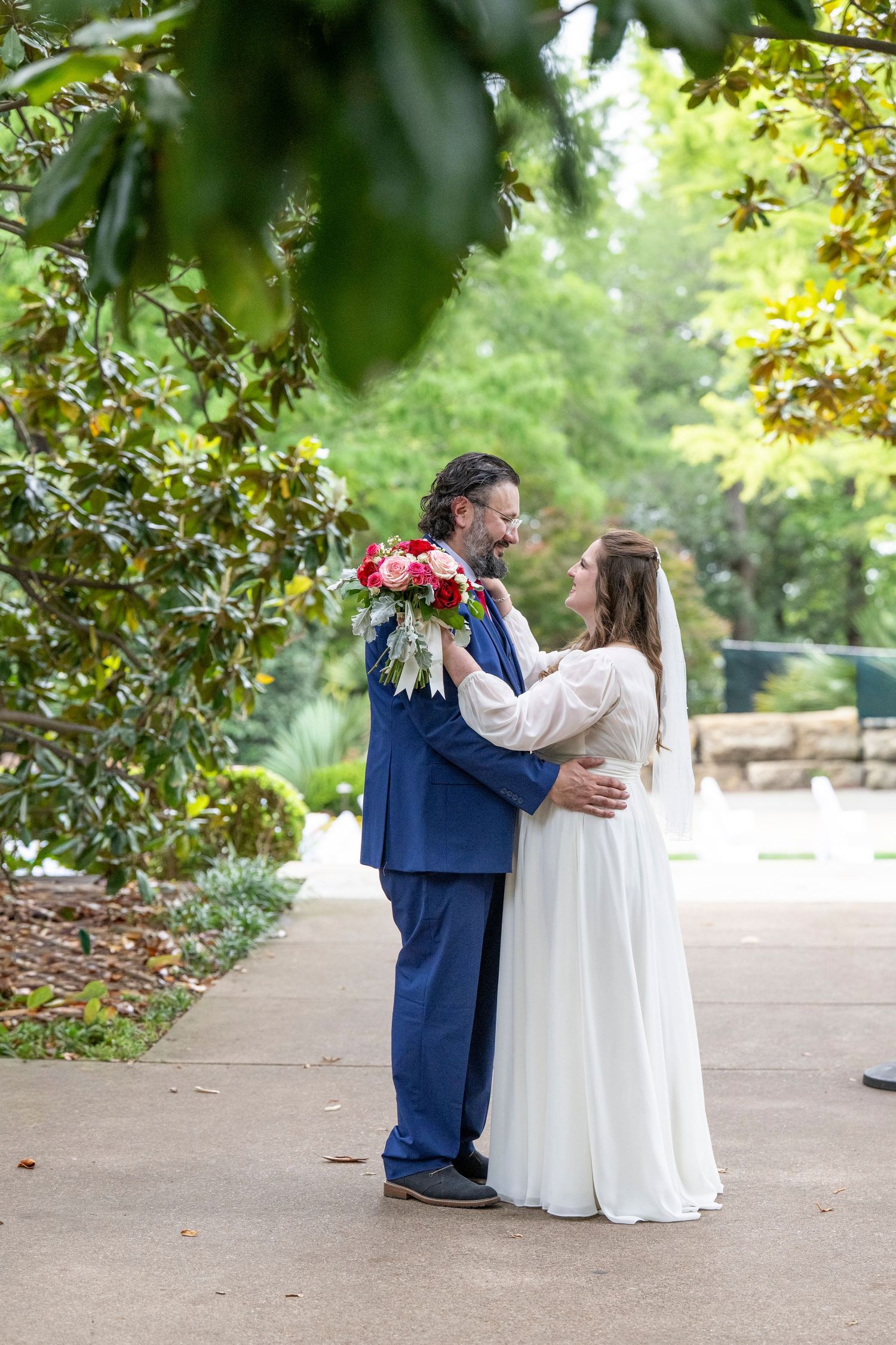Bride and Groom at The Dallas Arboretum