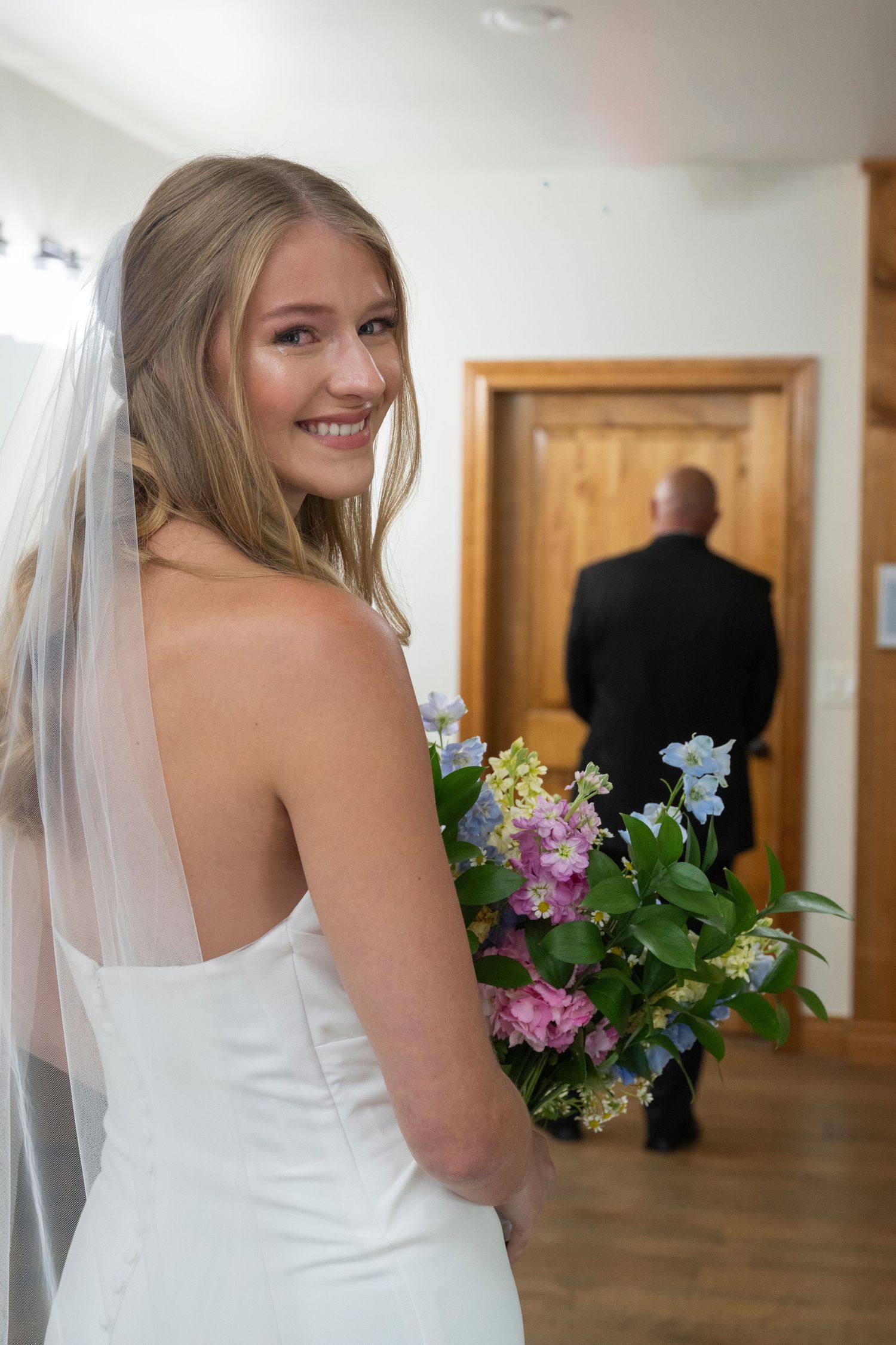 First look with bride and dad at The Springs Alvarado