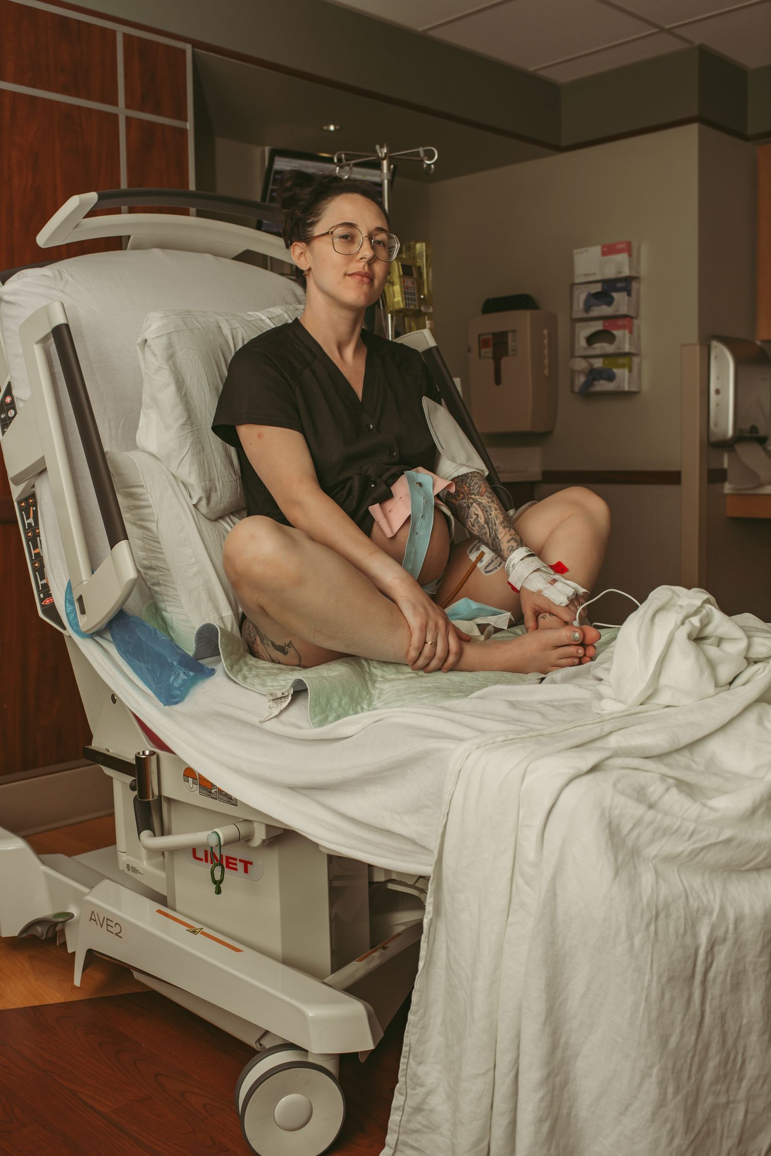 Newport News, VA mom laboring at a local hospital quietly before baby appeared.