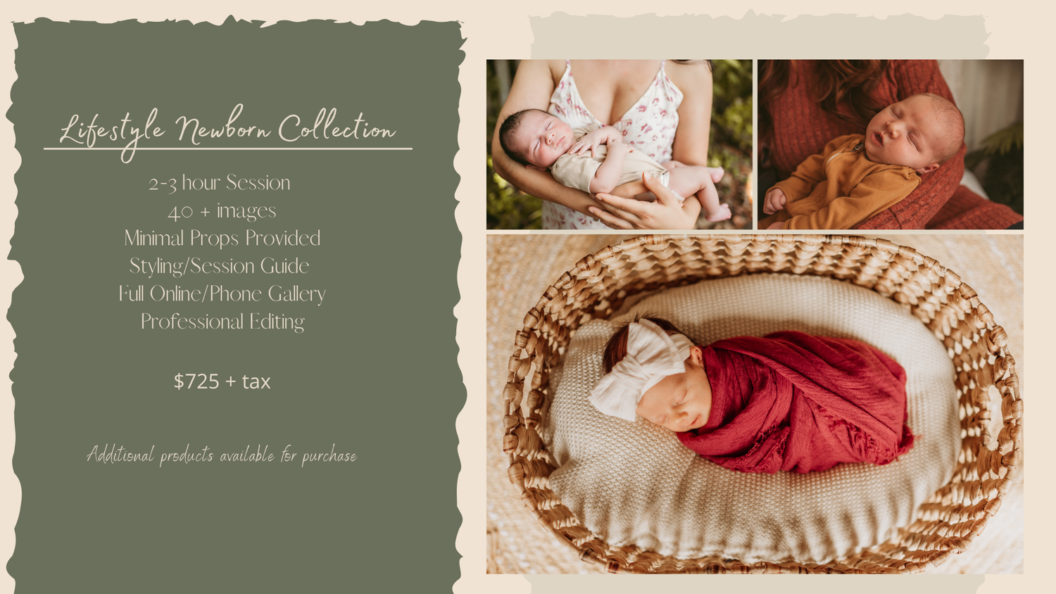 price sheet for a lifestyle newborn session with a Virginia newborn photographer.