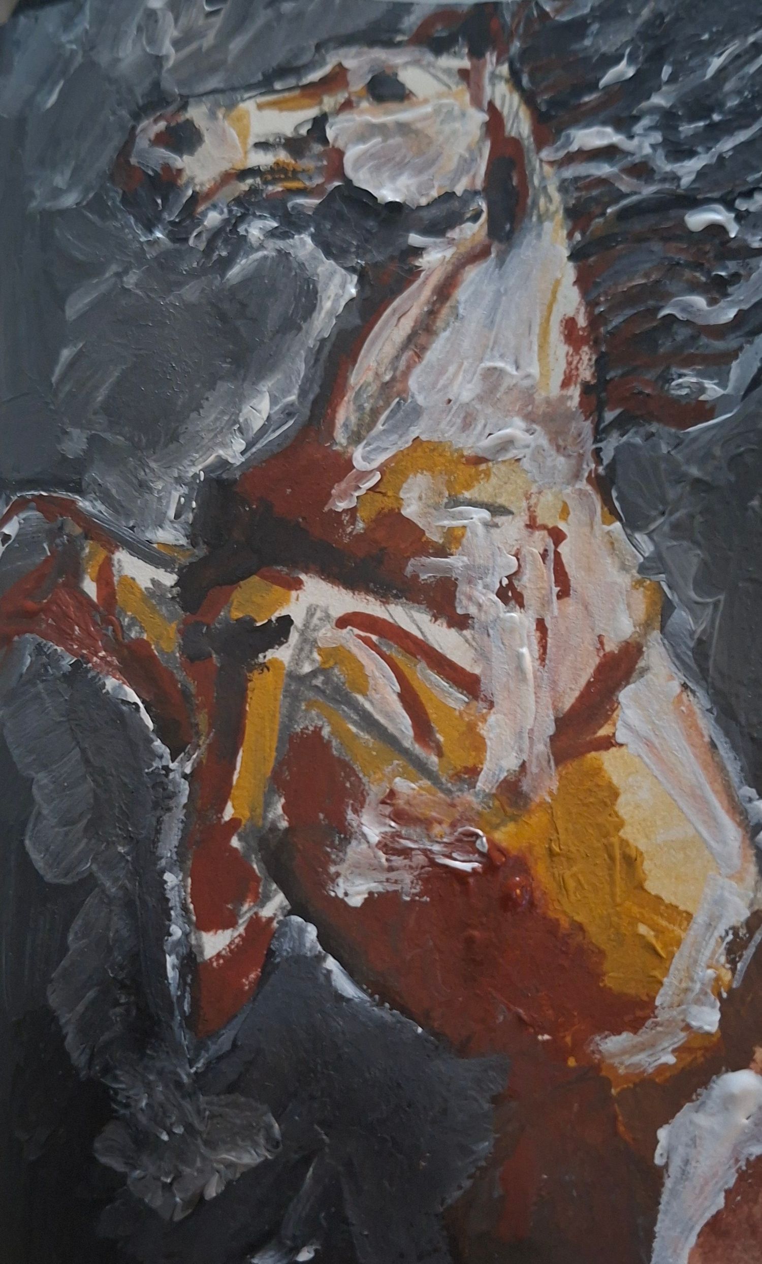 Playful Bay horse, Scotland, orginial watercolor and acrylic