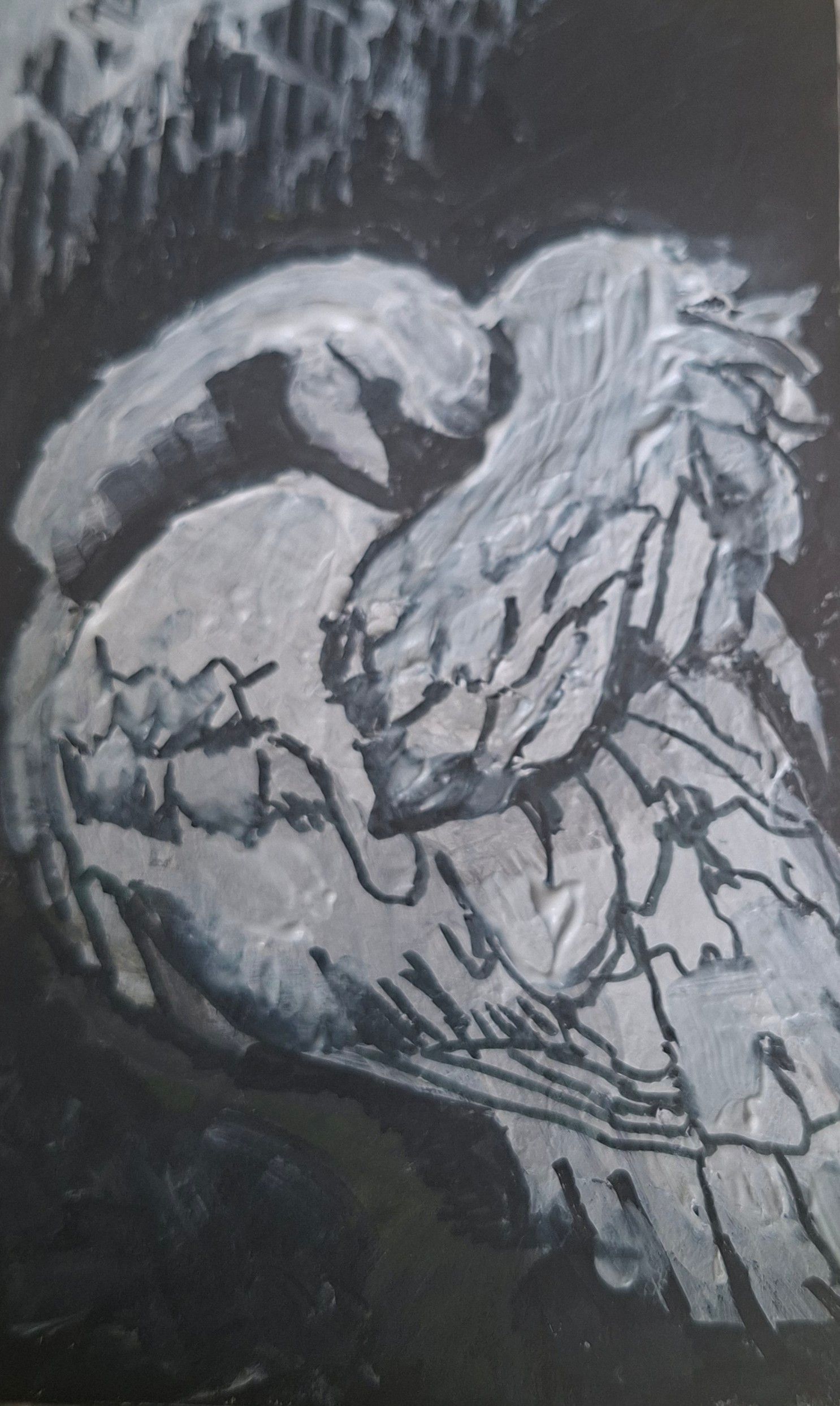 Sleeping Swan, acrylic and watercolpr, orgunial painting.Scotland.