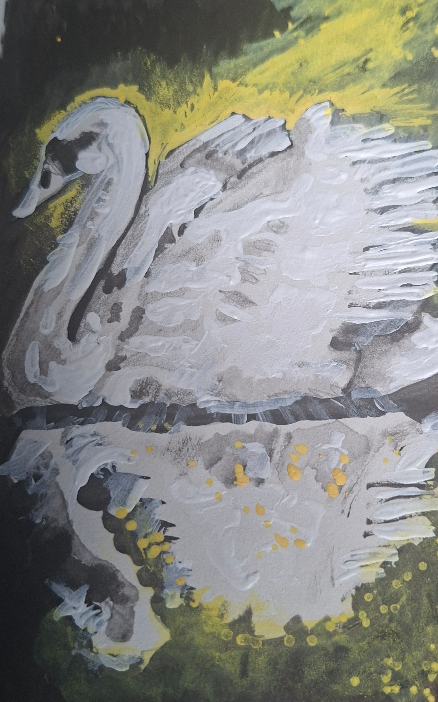 Gliding Swan, orginial painting, watercolor, and acrylic