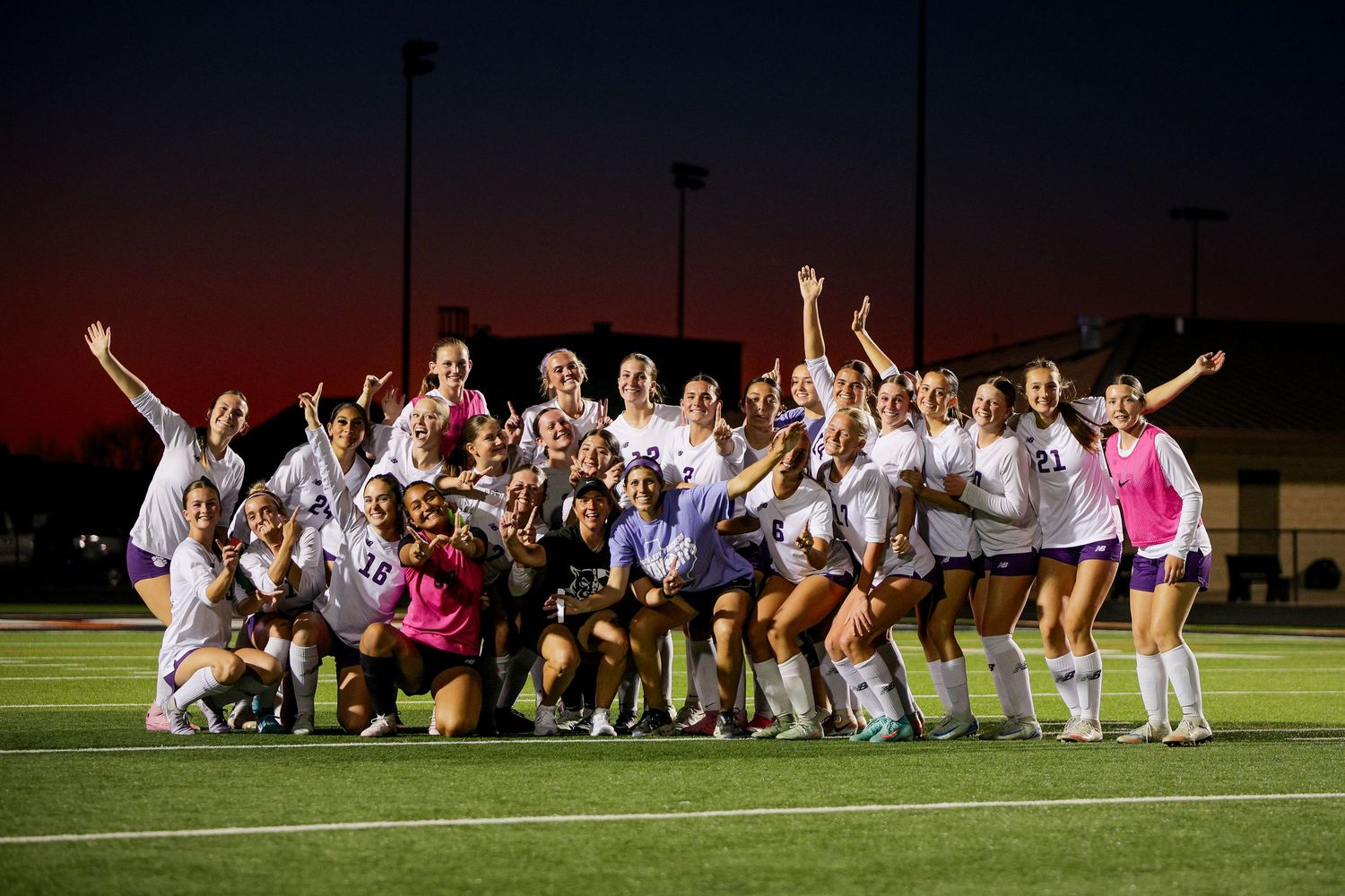 R.L. Paschal High School's Varsity Girls Soccer team shows its excitement after a Bi-District Championship win.