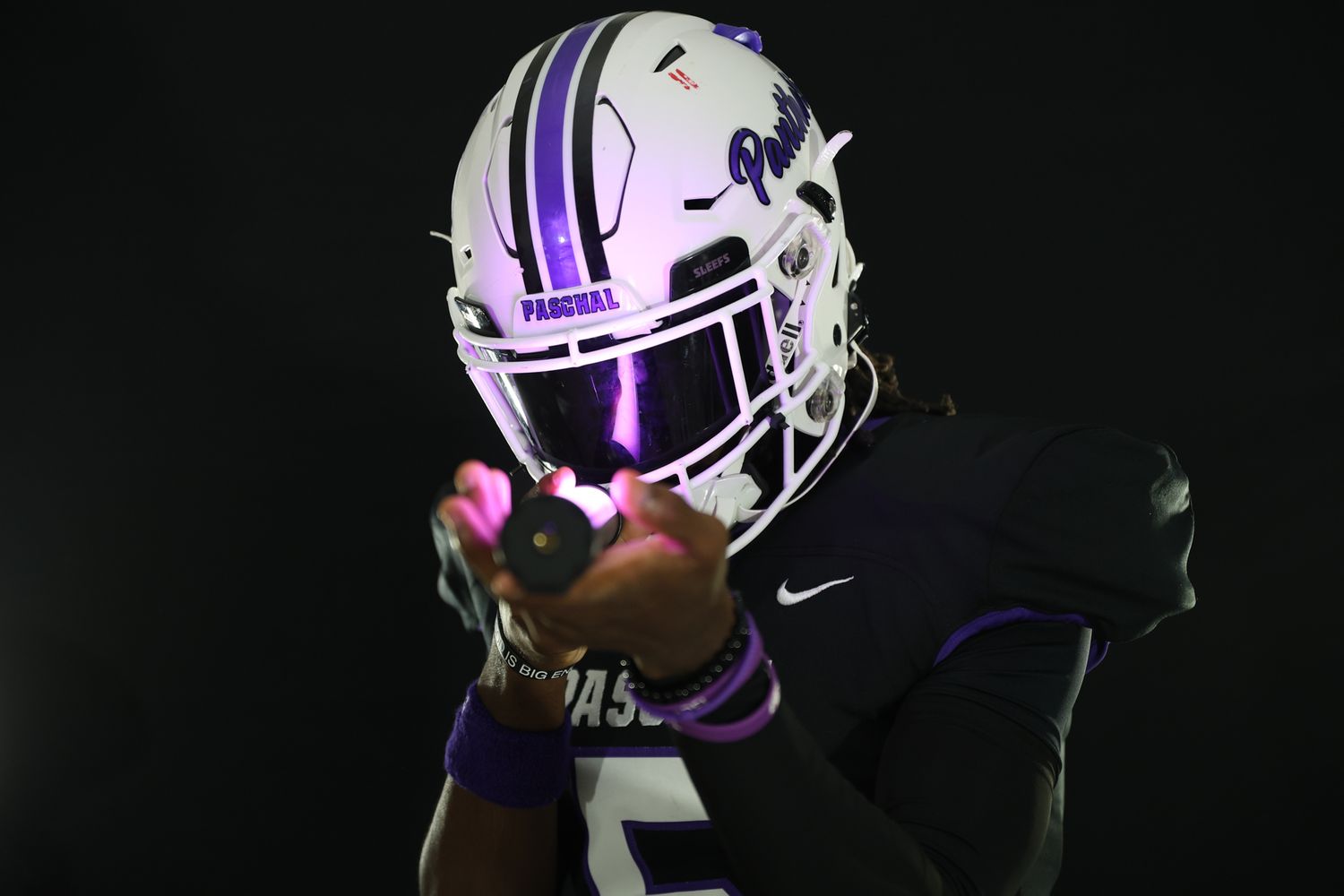 R.L. Paschal High School's Senior Quarterback poses for the Panthers' football media day.