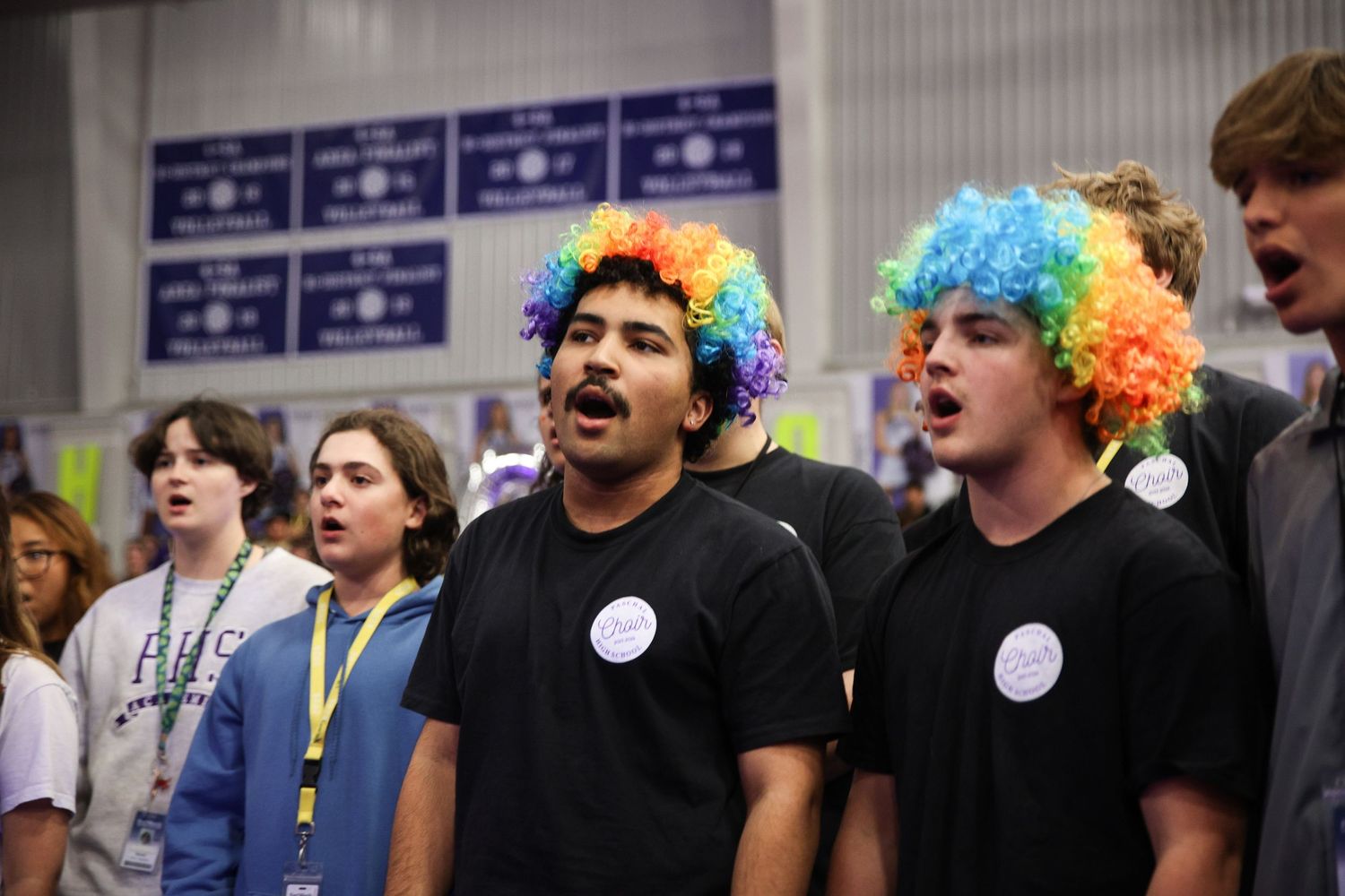 R.L. Paschal High School Choir sings in the Homecoming Pep Rally while dressed up for the neon theme.