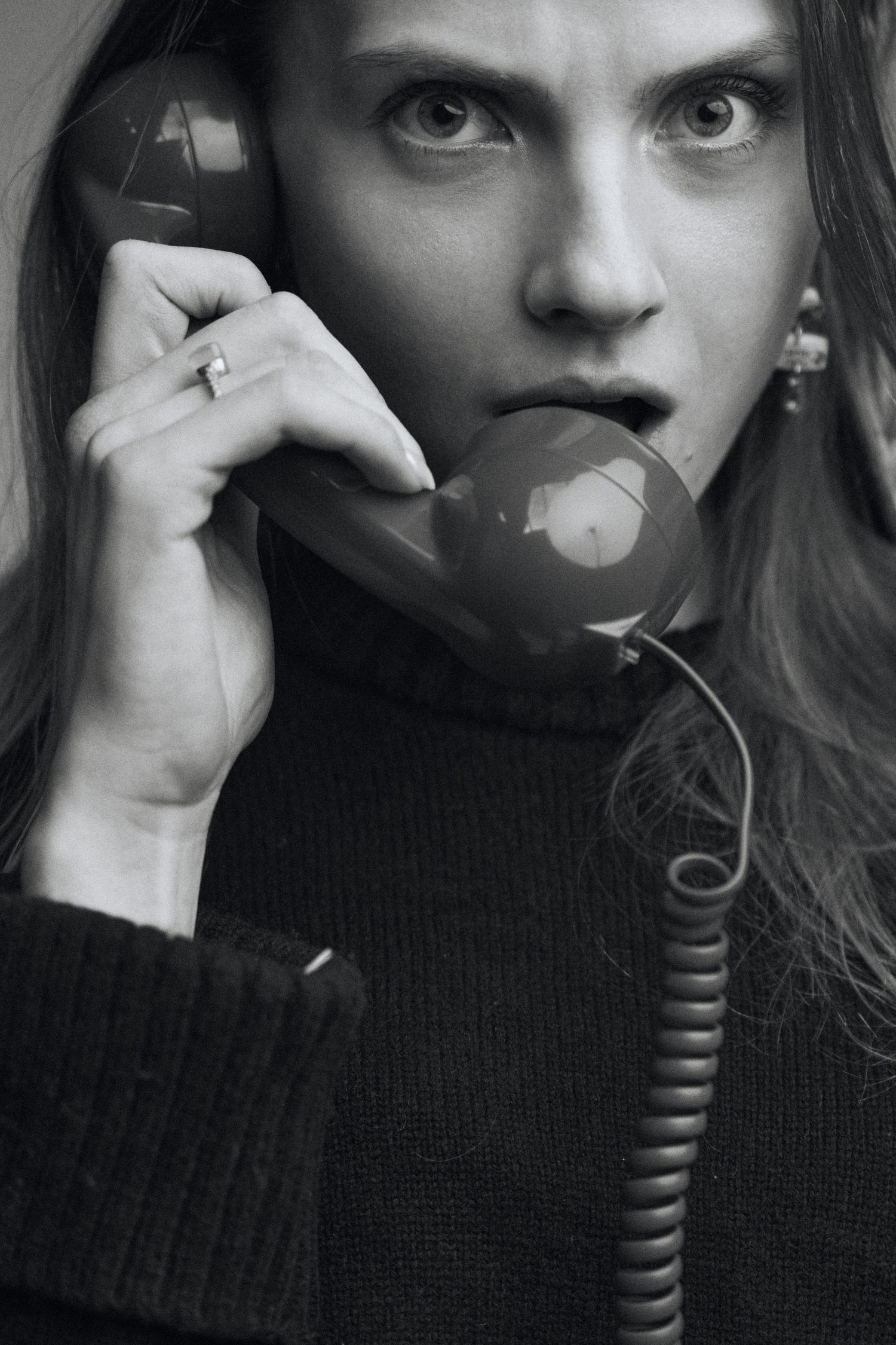 Black and white image from a studio photoshoot in London