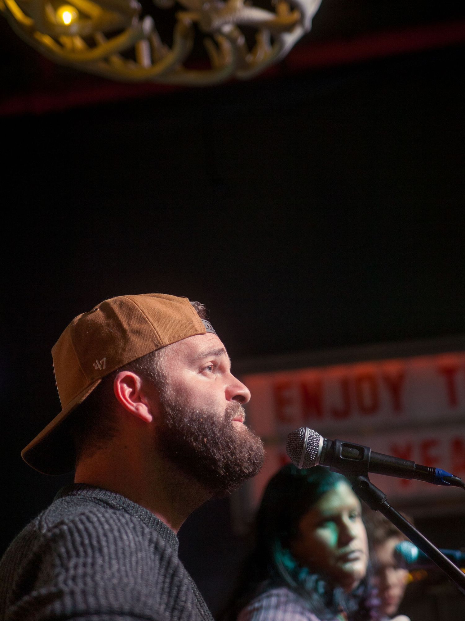 Color photograph of a live music event.