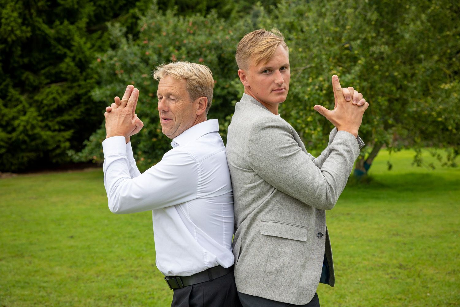 men pointing