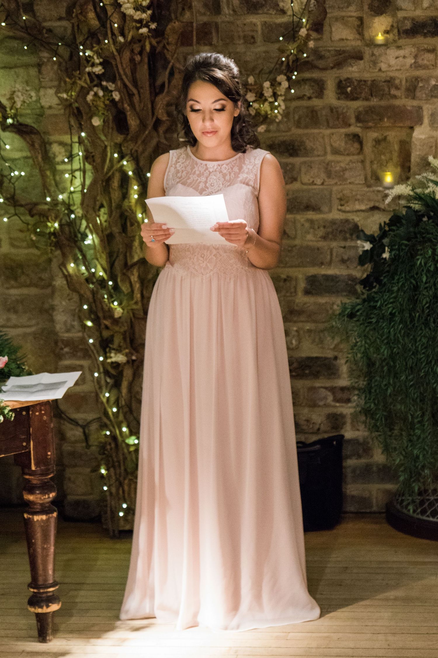 Bridesmaid delivering an emotional speech at As You Like It wedding reception in Newcastle