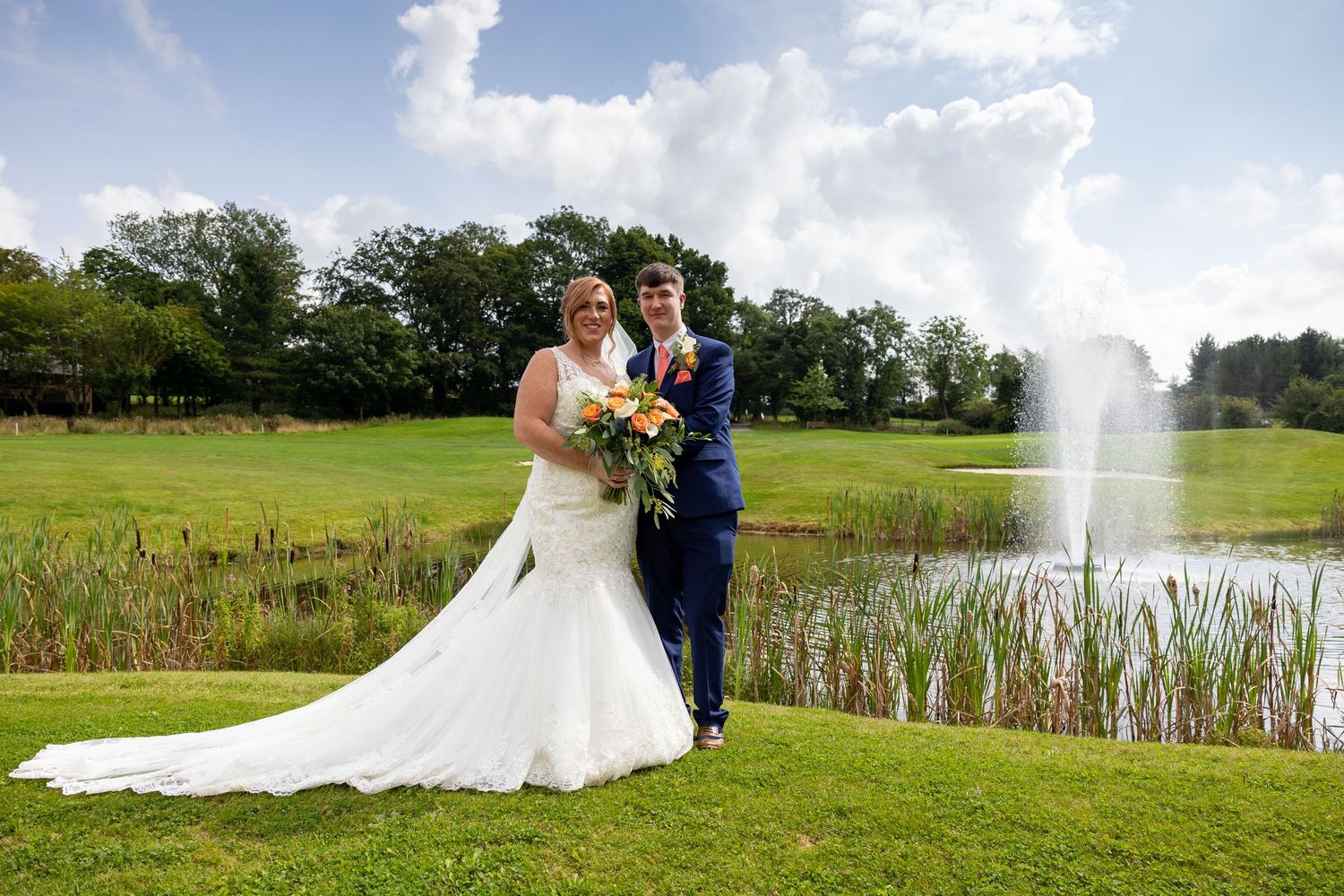 bride and groom Ramside hall Durham water jet