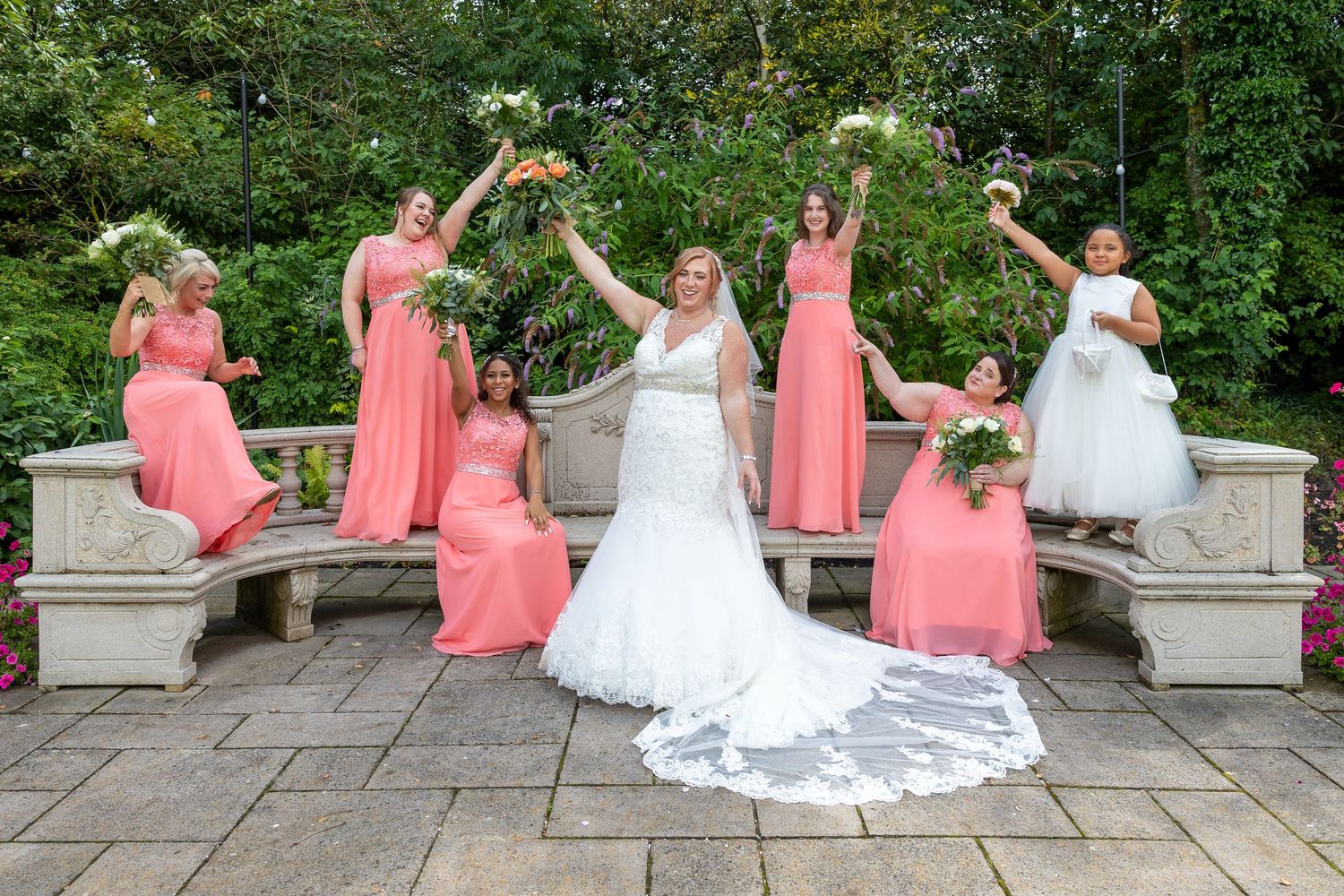 Ramside hall Durham wedding group shot cheerful