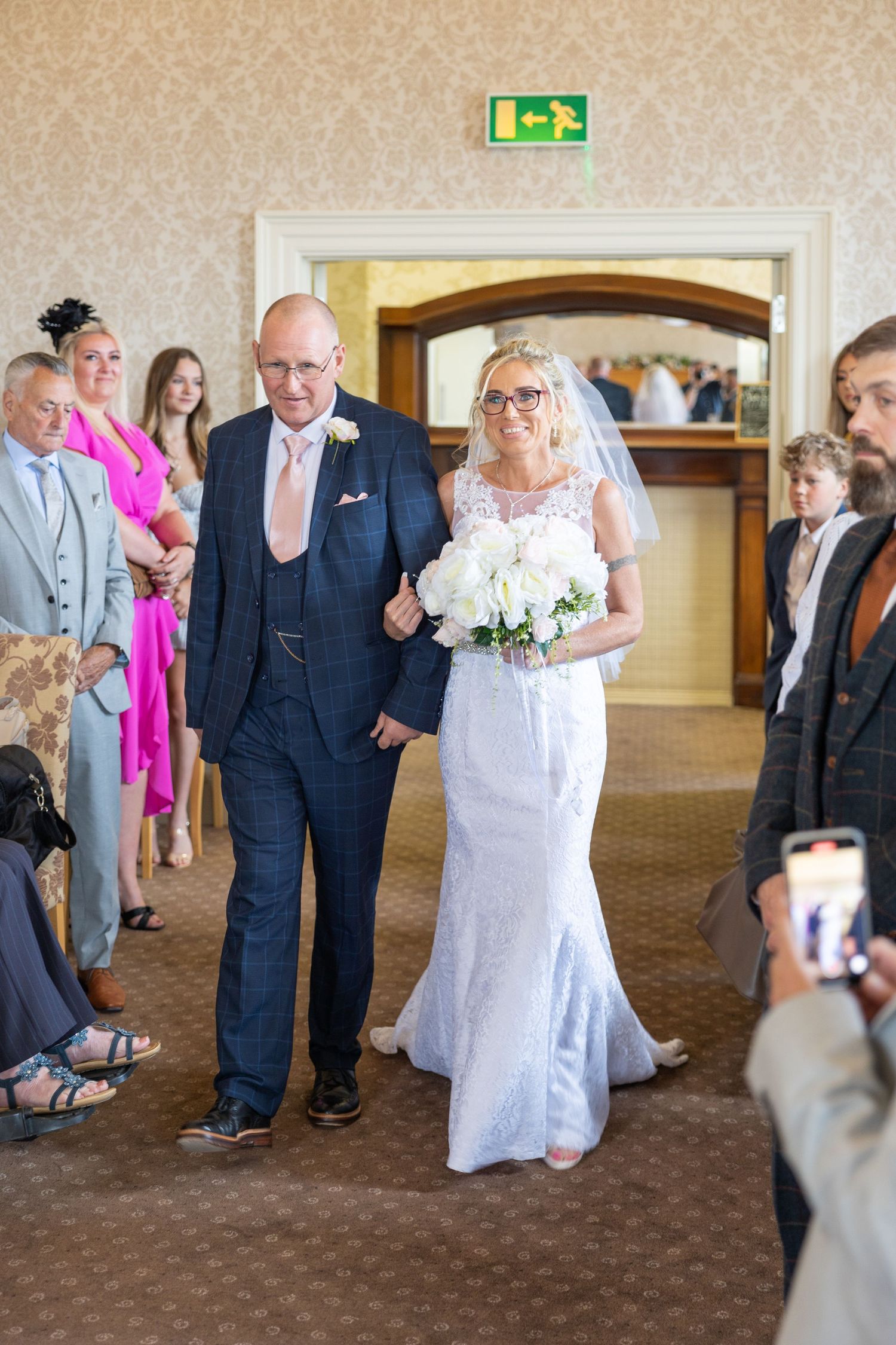 Bride walks down the aisle at North Shields Registry Office, a beautiful and intimate North East wedding ceremony filled with love and emoti