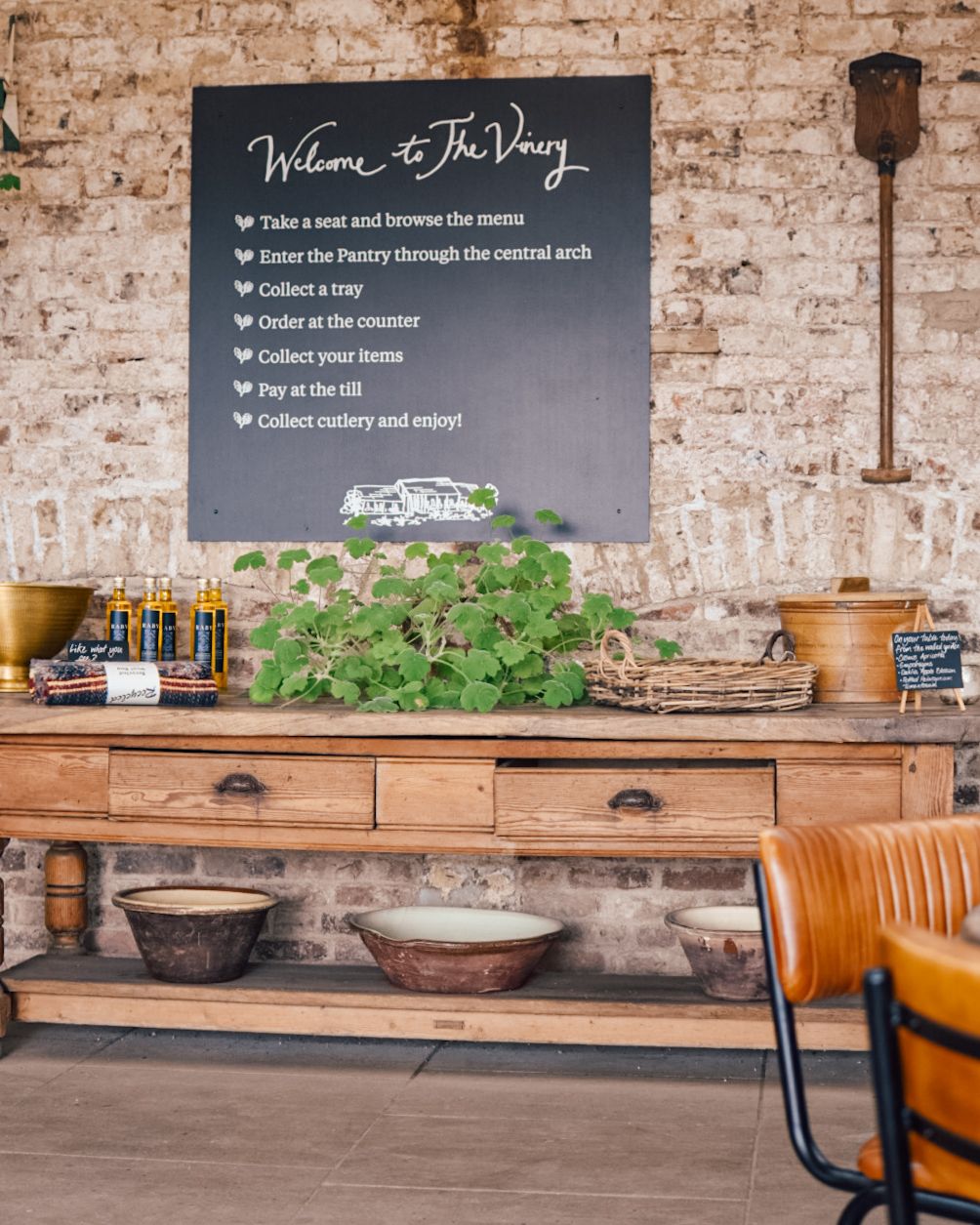 Raby Castle vinery menu