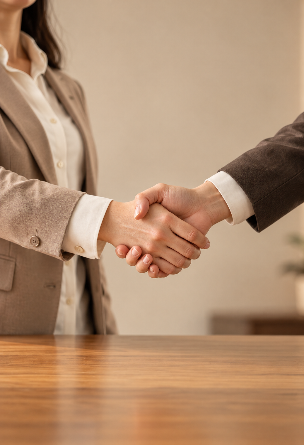 Apretón de manos entre profesionales que representa la confianza y la formalización de acuerdos comerciales.