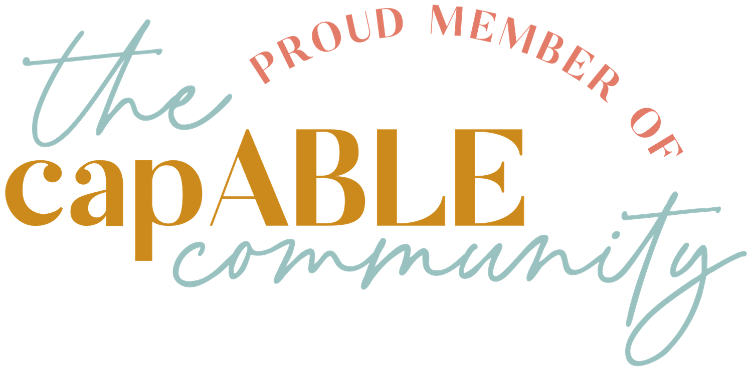 A stylized logo design reading 'the capABLE community' with 'Proud Member of' text in coral pink above.