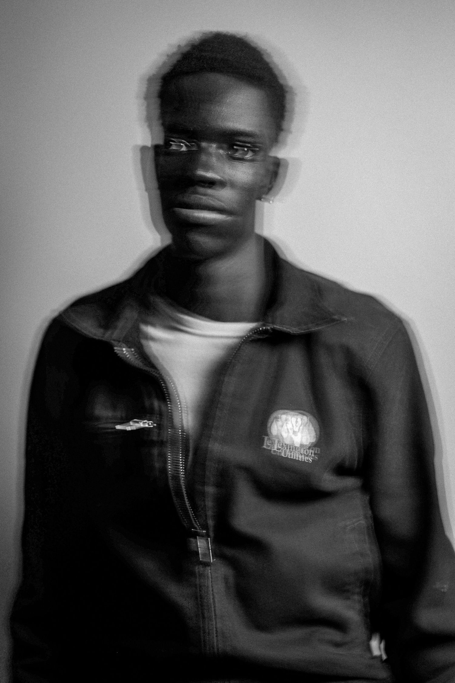 Motion blur portraits in black and white creating artistic effect.
