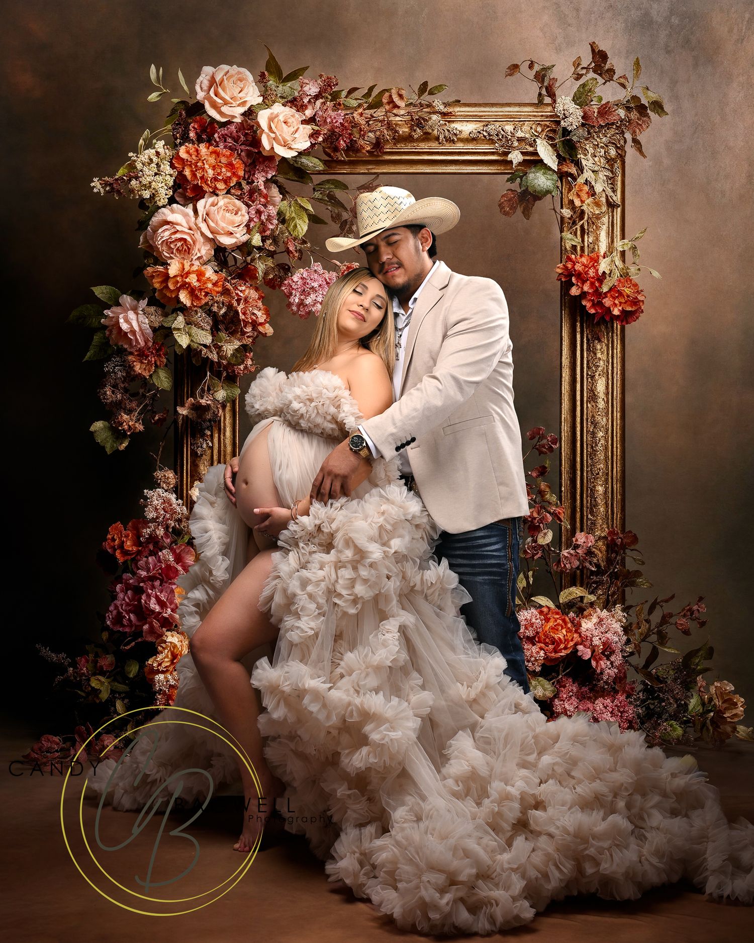 Luxury maternity portrait with an expecting mother and elegant digital composite styling by Candy Bagwell Photography in Fletcher, NC.