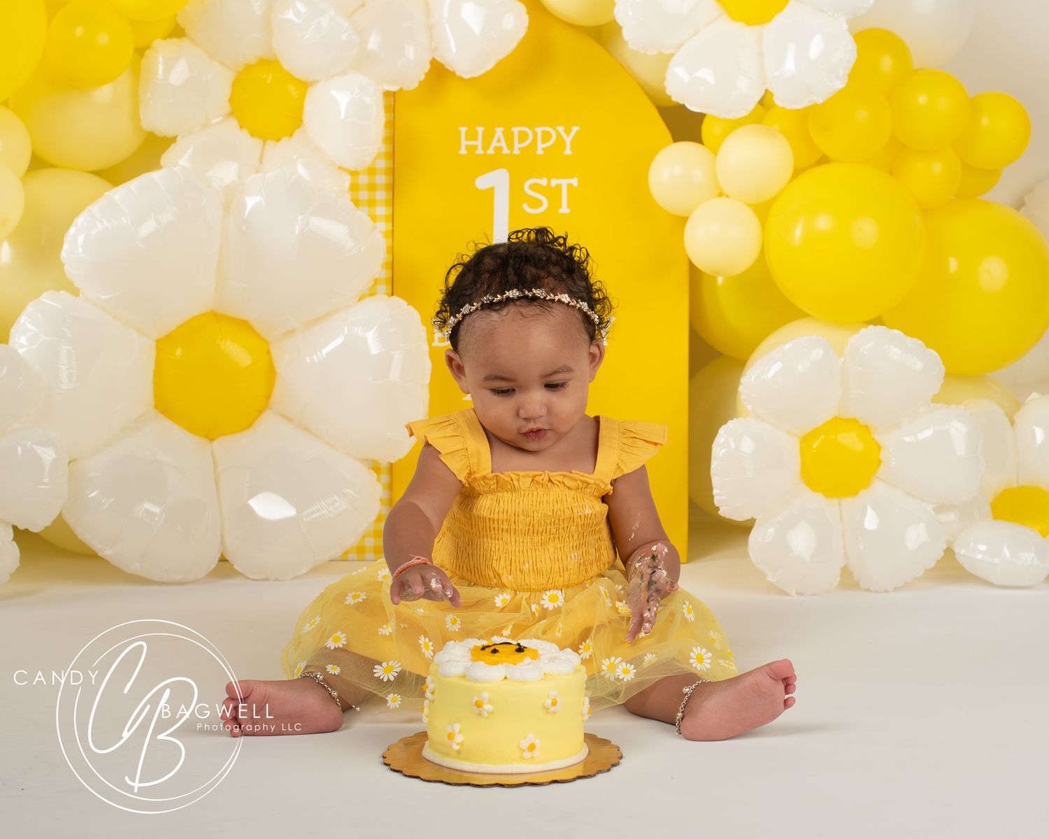 First birthday cake smash portrait by Candy Bagwell Photography, milestone and children’s photographer serving Fletcher, Asheville, and West