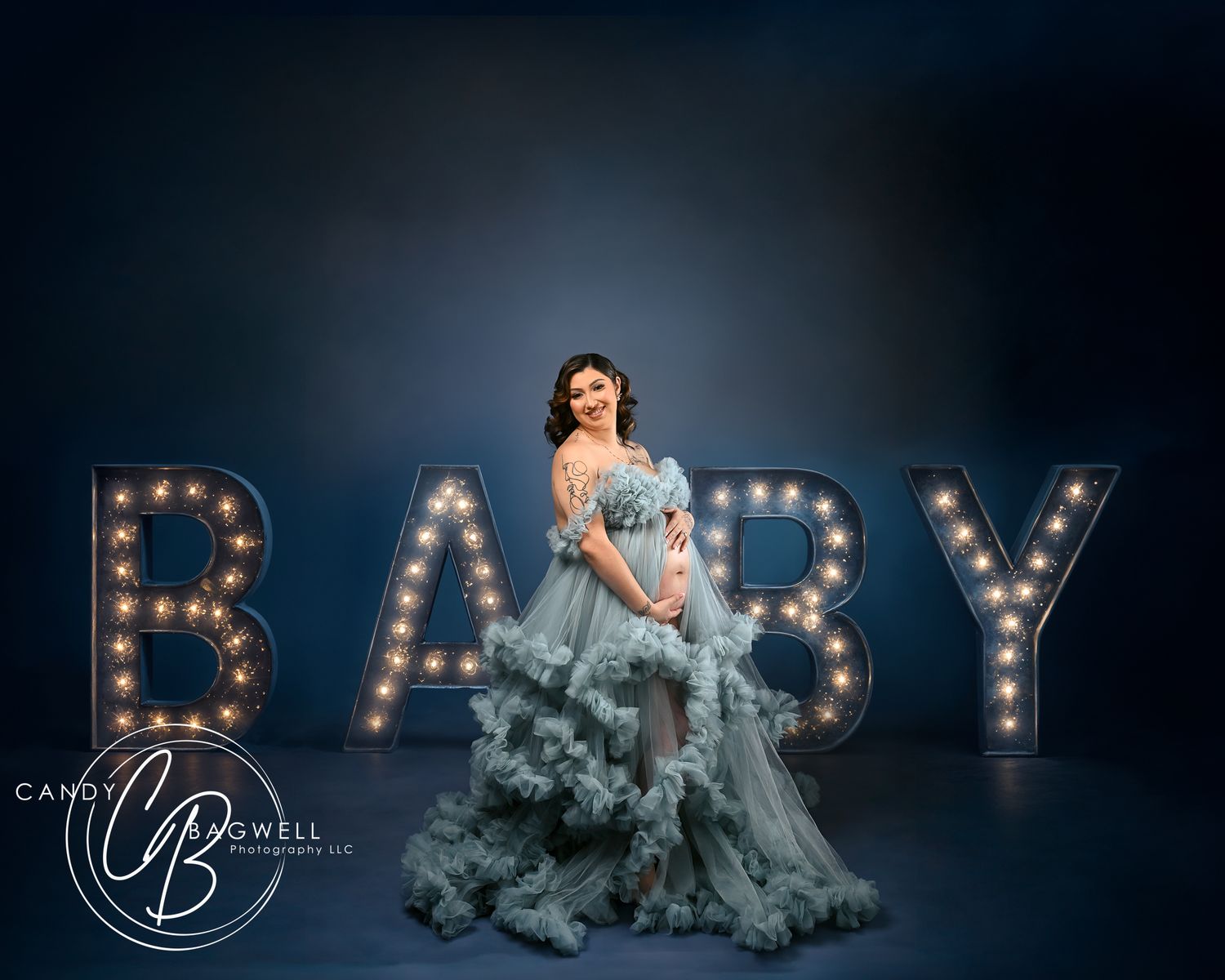 Luxury maternity portrait with an expecting mother and elegant digital composite styling by Candy Bagwell Photography in Fletcher, NC.