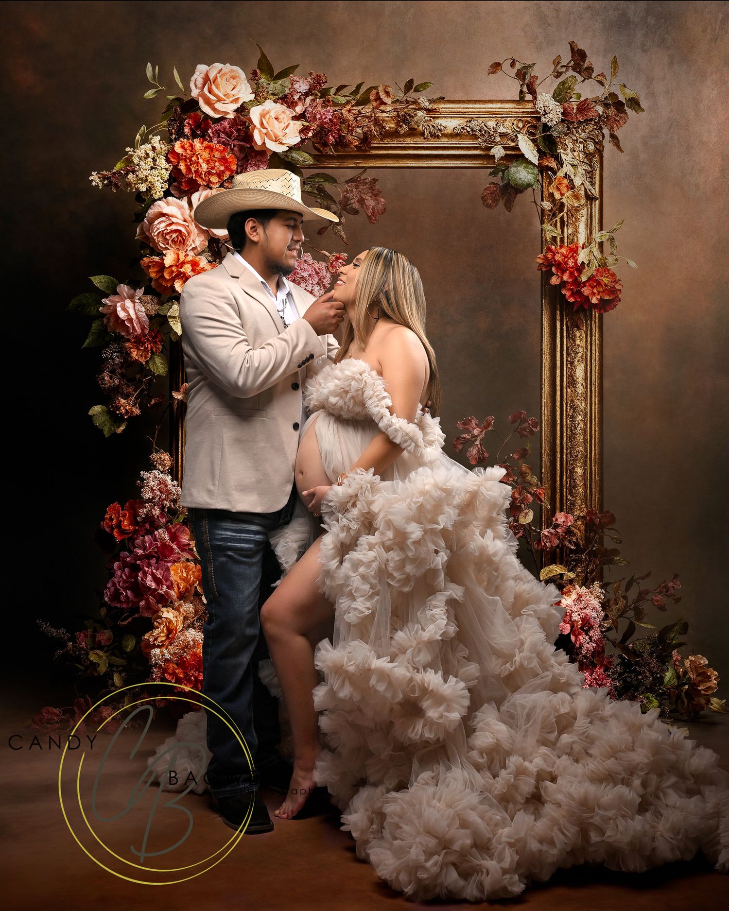 Luxury maternity portrait with an expecting mother and elegant digital composite styling by Candy Bagwell Photography in Fletcher, NC.