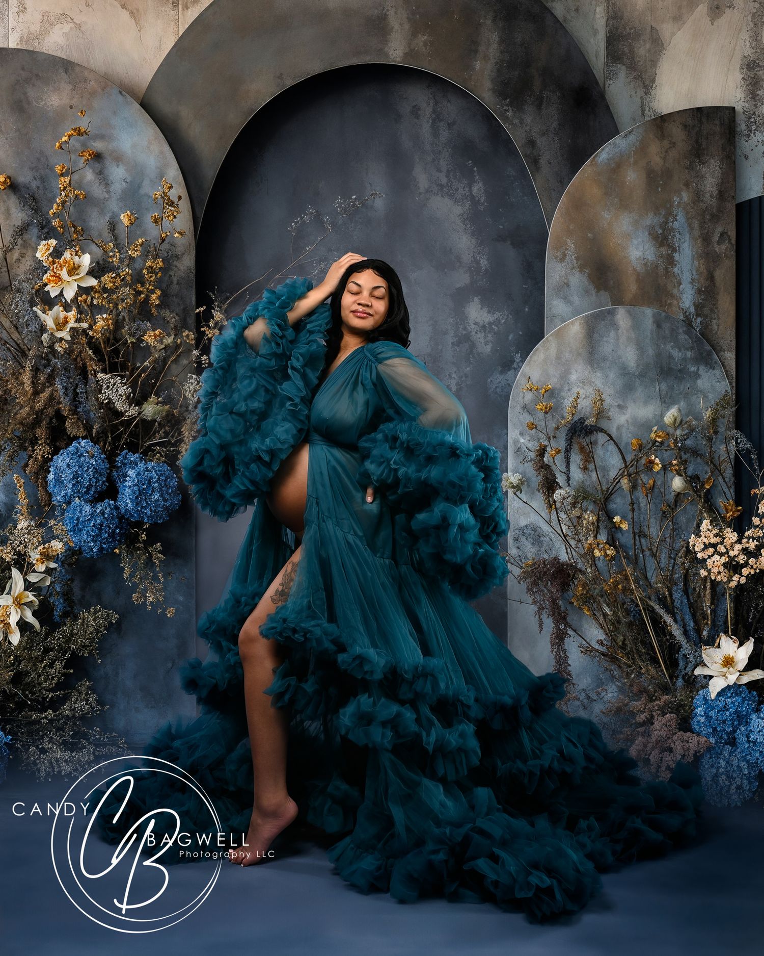 Luxury maternity portrait with an expecting mother and elegant digital composite styling by Candy Bagwell Photography in Fletcher, NC.